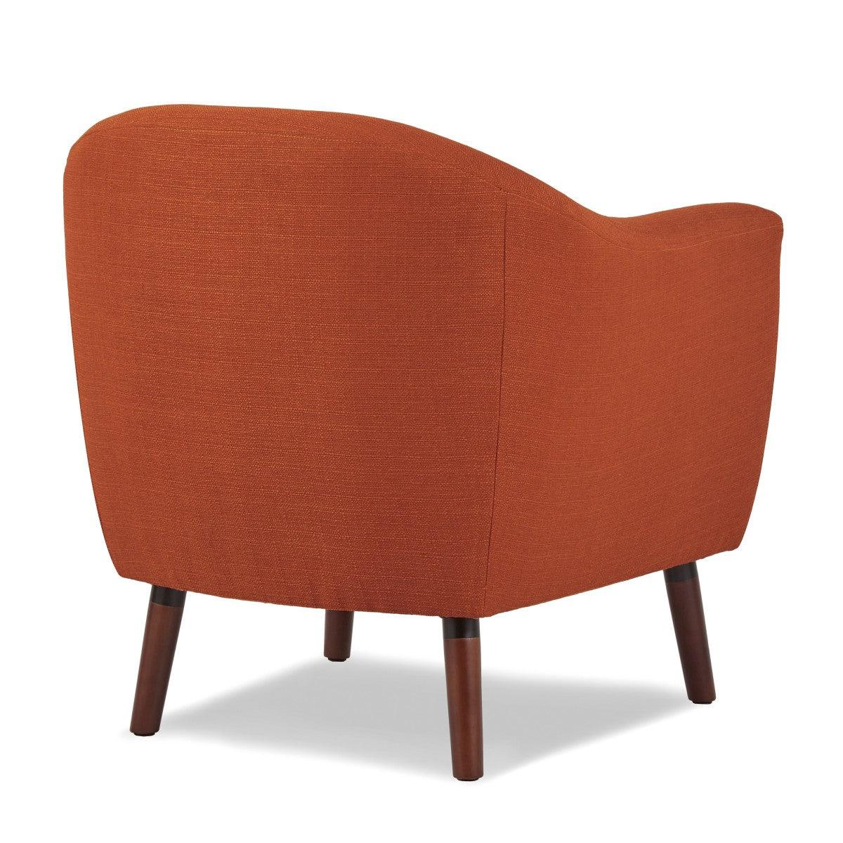 Close-up of textured orange fabric upholstery on Lucille Accent Chair