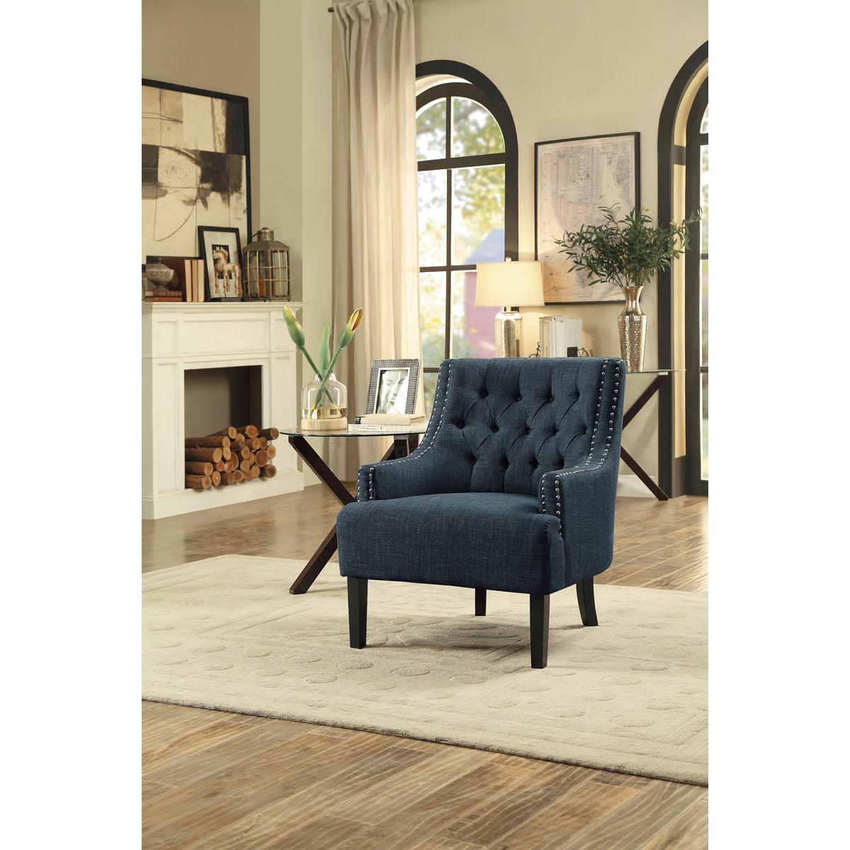 Charisma Indigo Tufted Fabric Accent Chair full view