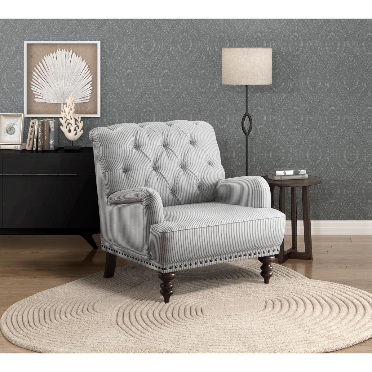 Accent chair with attached seat and back cushions