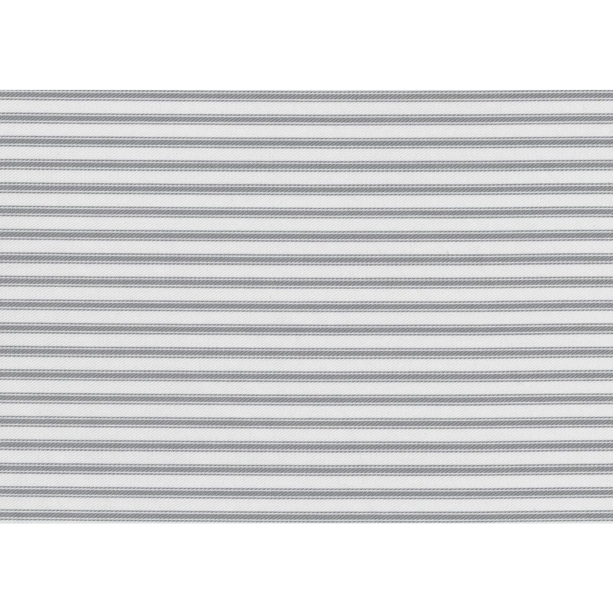 Swatch of gray and white striped fabric upholstery