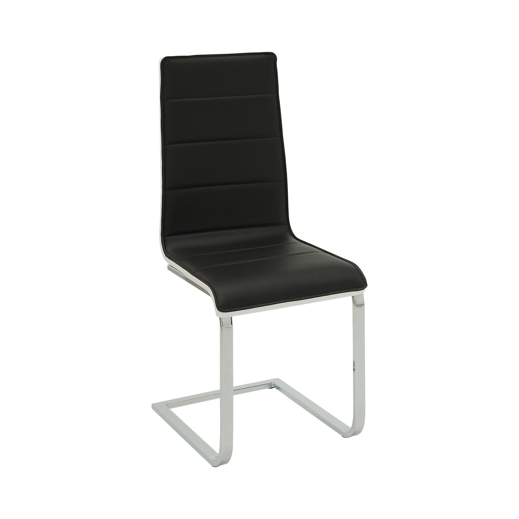 Close-up of black leatherette channel stitching on chairs