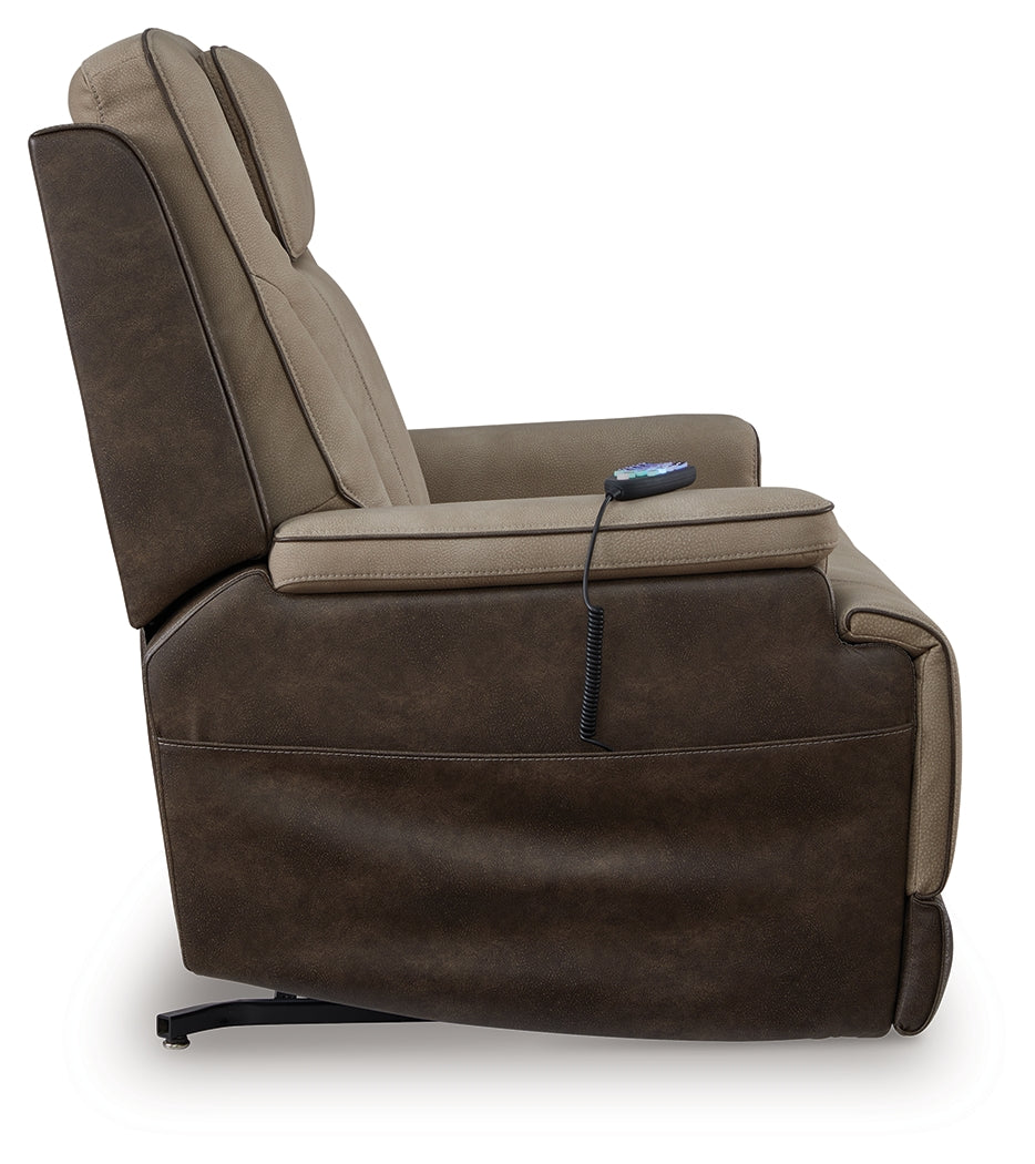 4Z-Peaceful Pause Sand Microfiber Power Lift Recliner reclined side angle