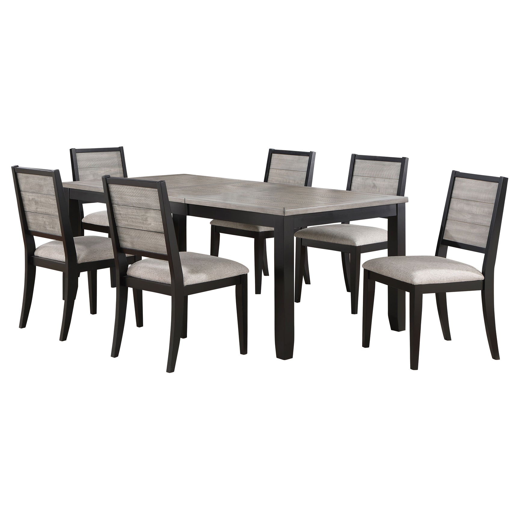 Detail view of Elodie dining table black and gray finish