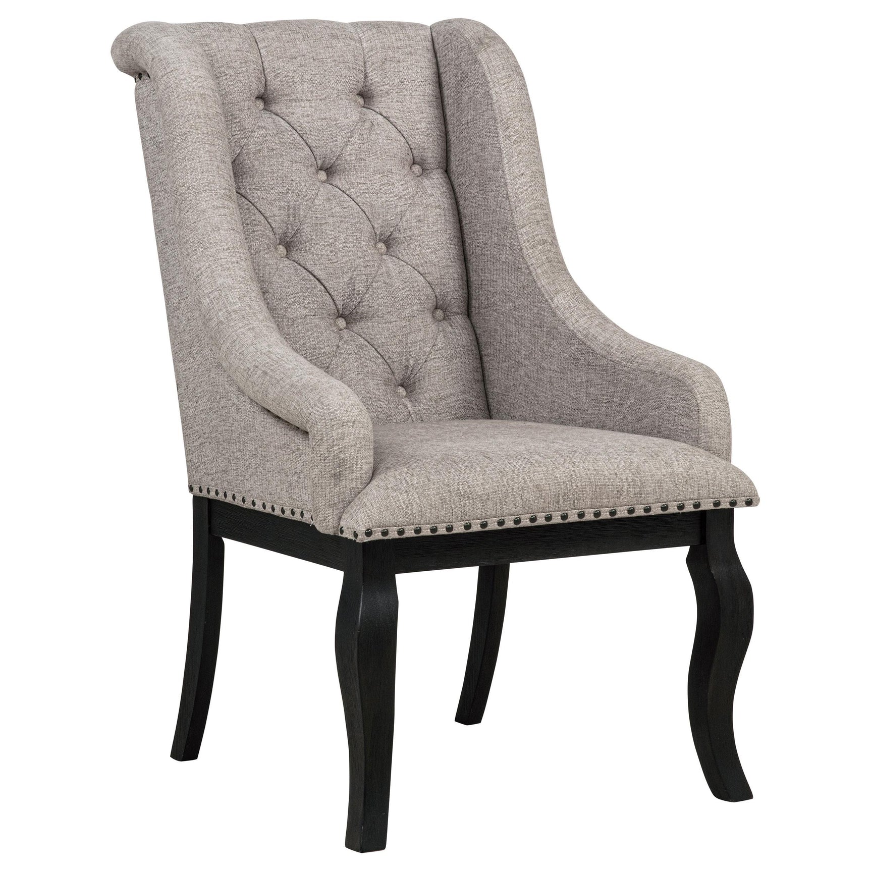 Close-up of chair arm and upholstery fabric texture