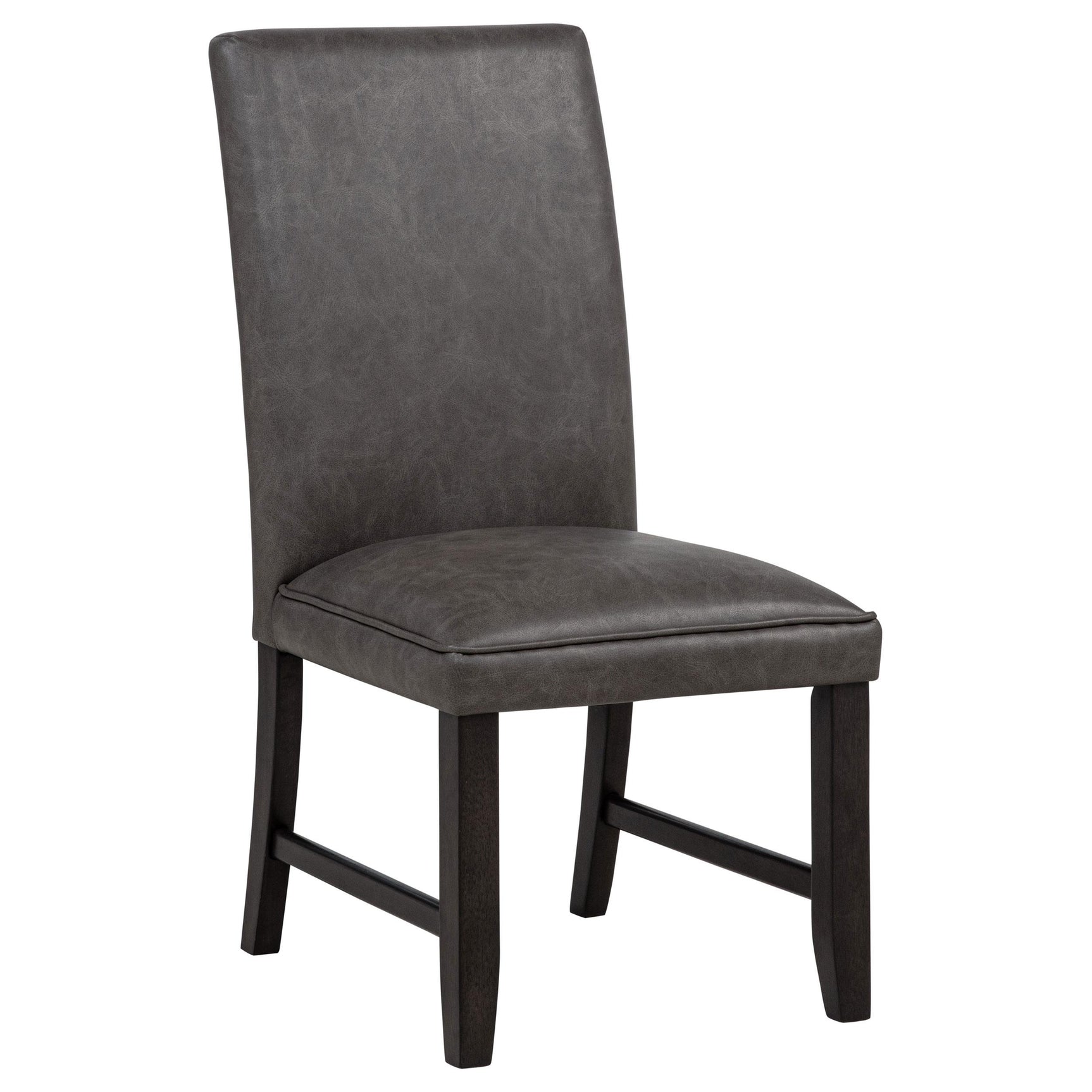 Close-up of Averill chair dark grey upholstery and tapered legs