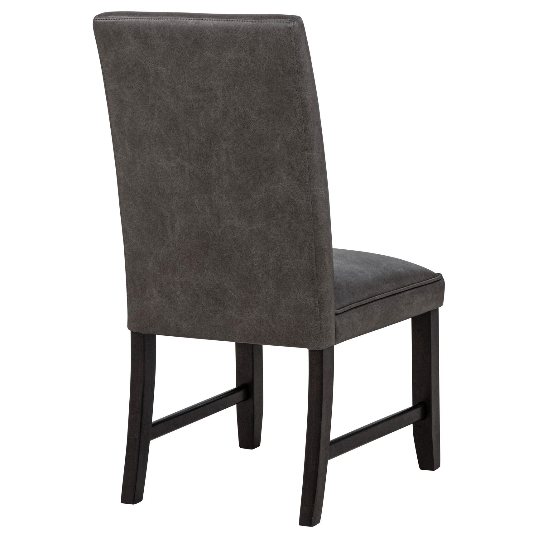 Averill dark grey faux leather upholstered dining side chair front view