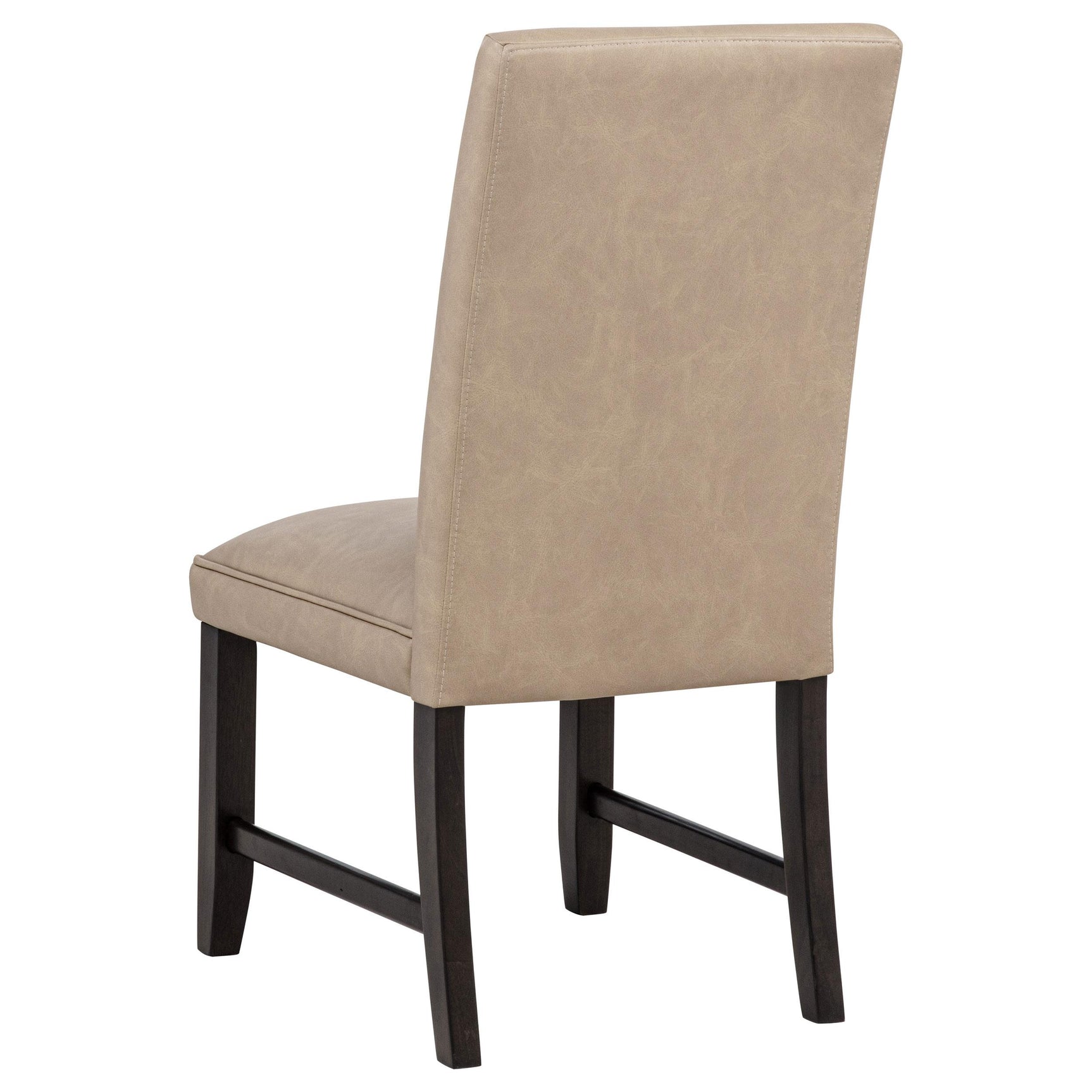 Averill tan faux leather upholstered dining side chair front angle view