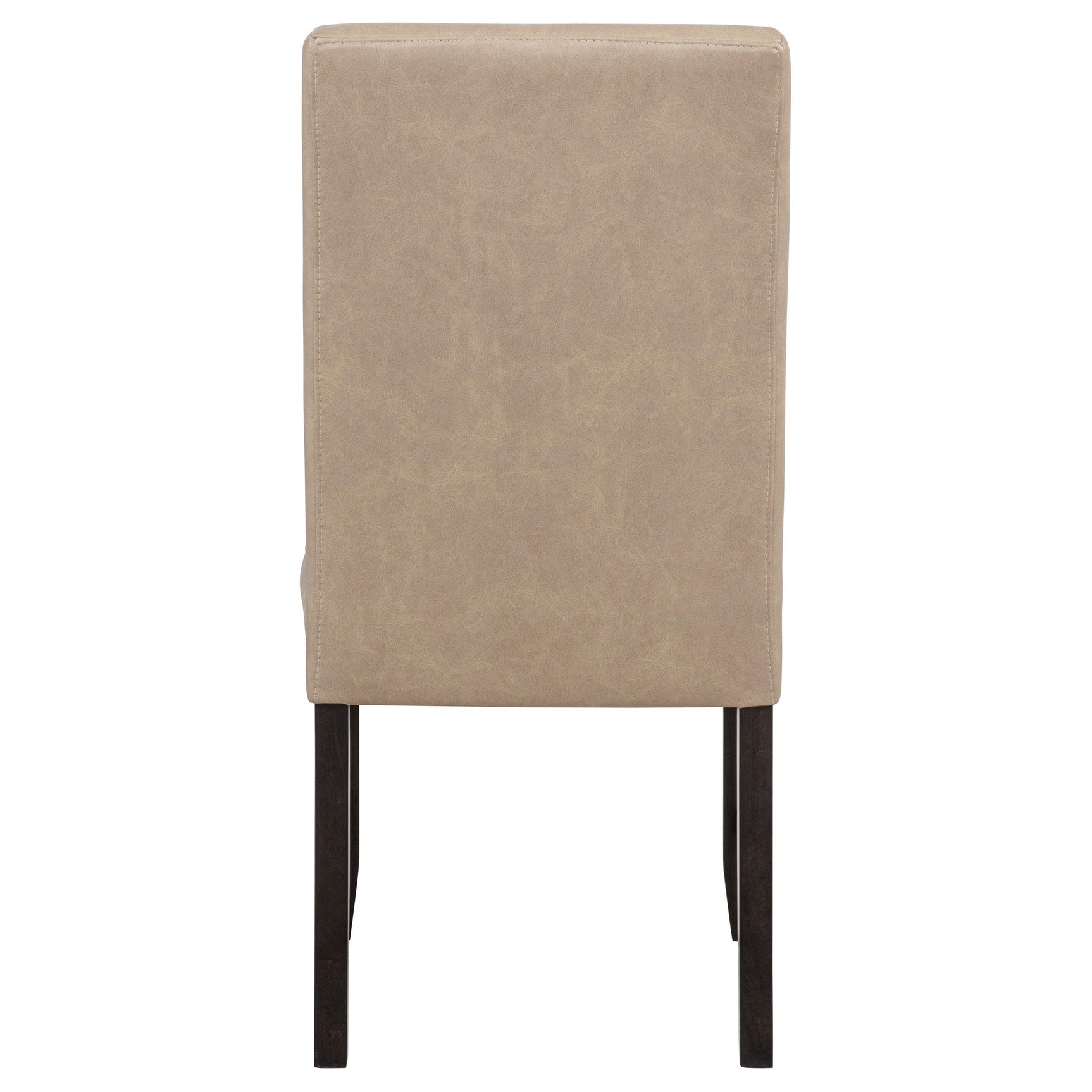Averill tan faux leather upholstered dining side chair front angle view