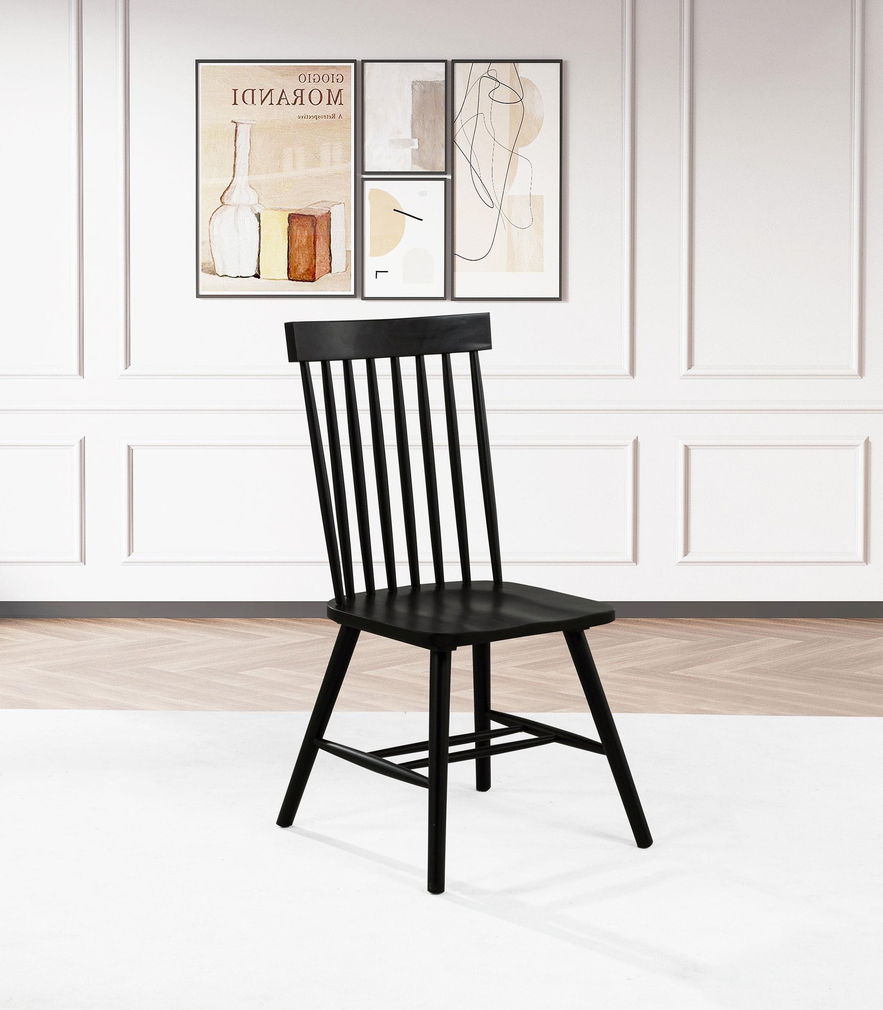 Andrews Windsor dining chair black, angled side view