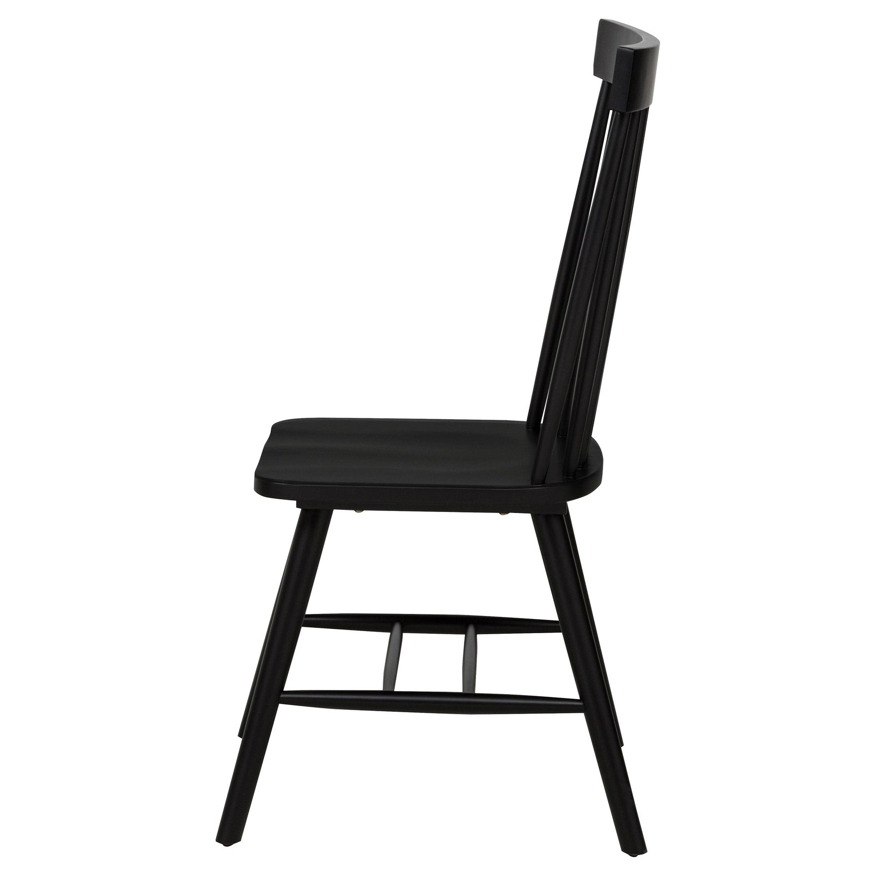 Back view of black Windsor dining side chair