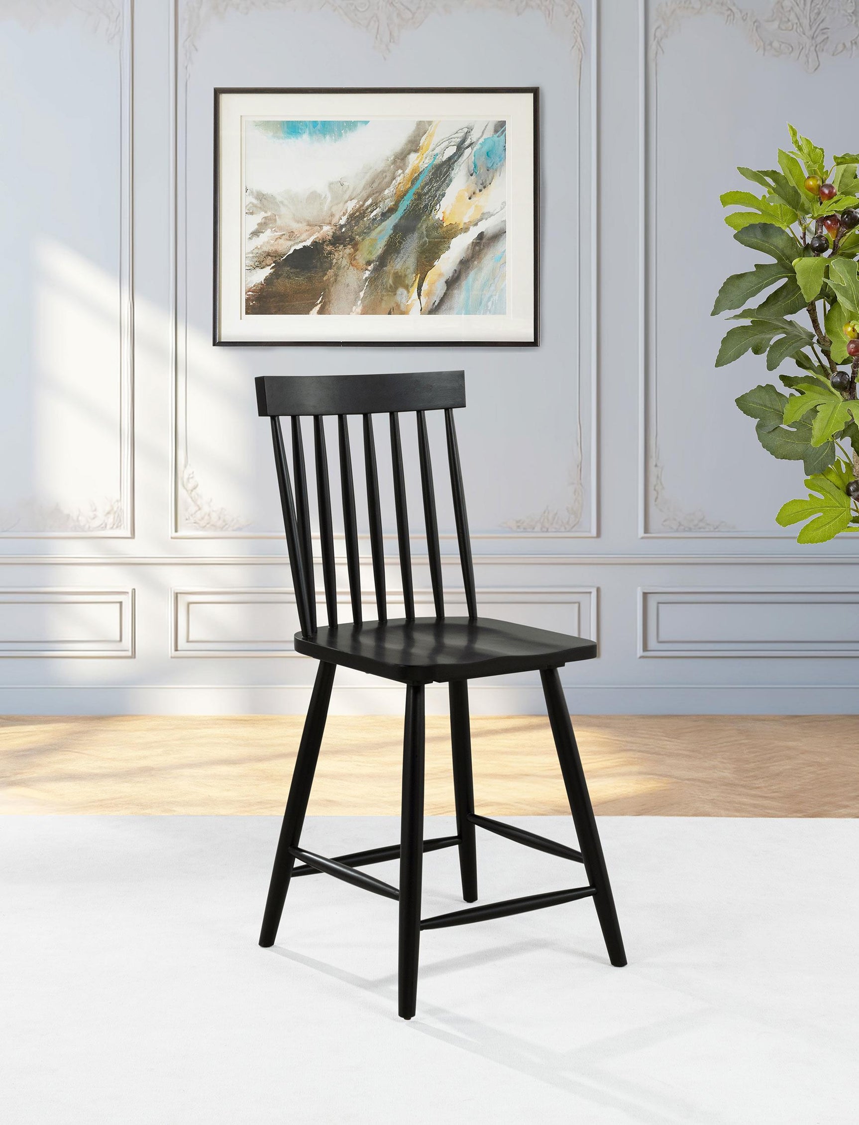 Side view of Andrews Windsor Black Counter Height Chair
