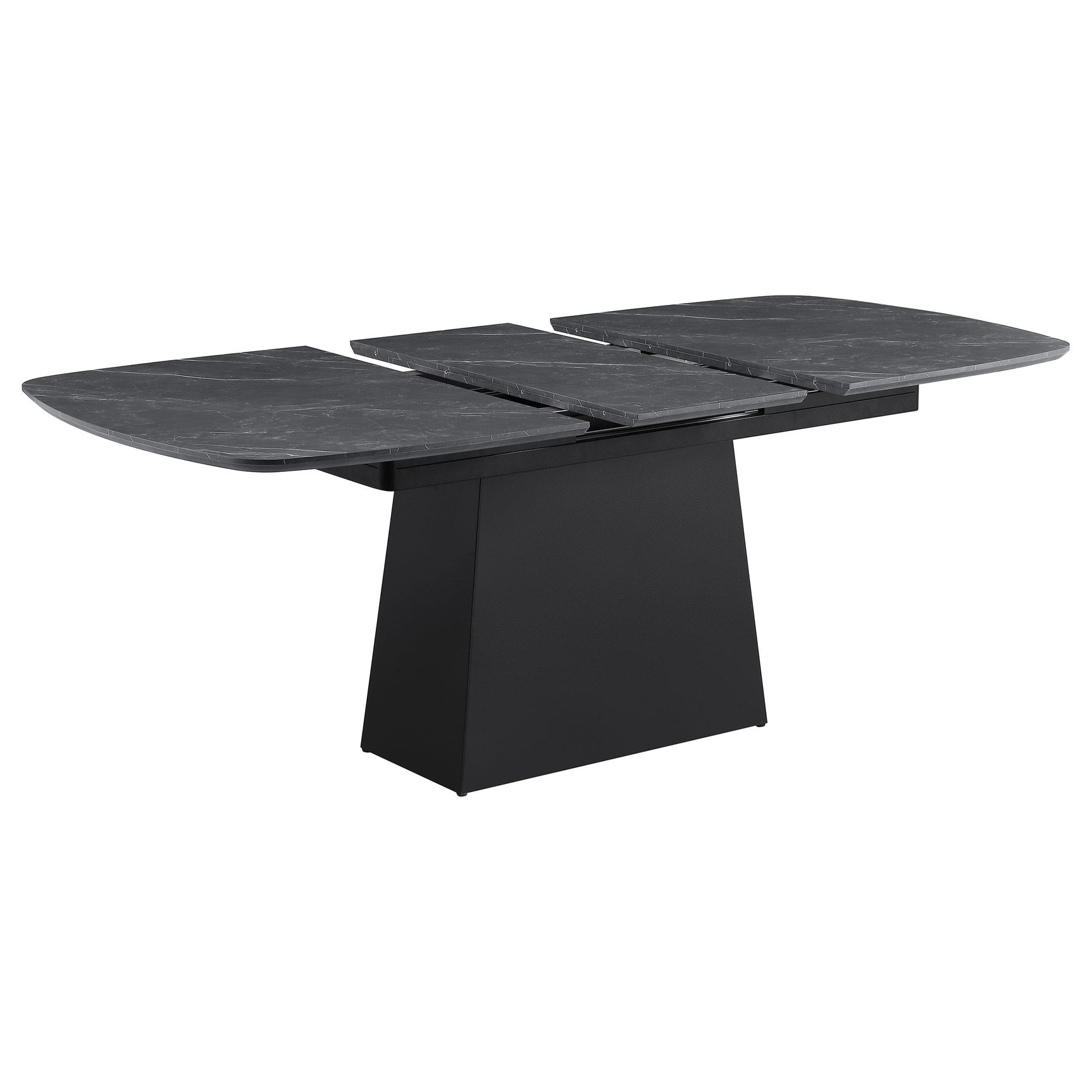 Close-up of faux marble melamine tabletop