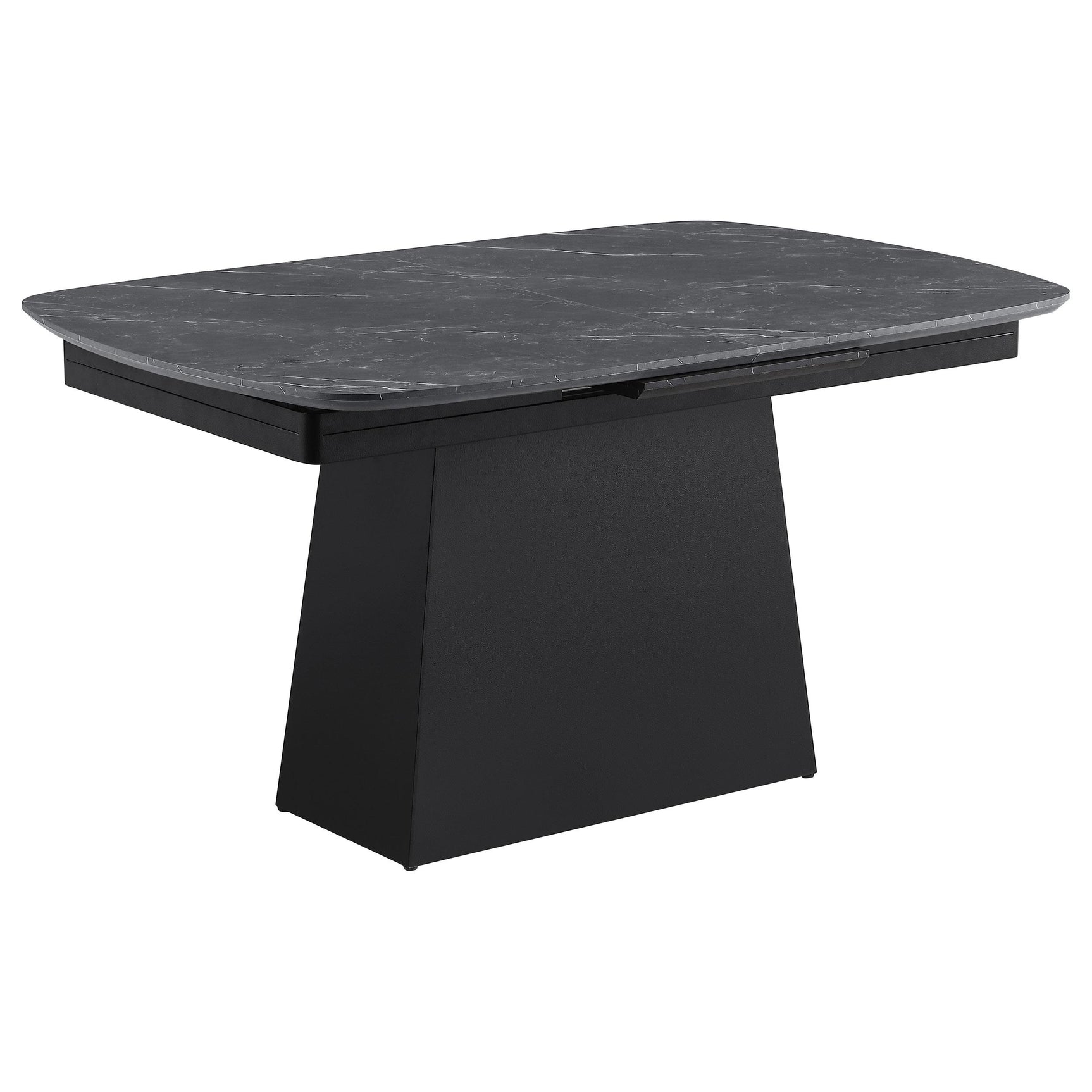 Side angle of Potero dining table with extension leaf