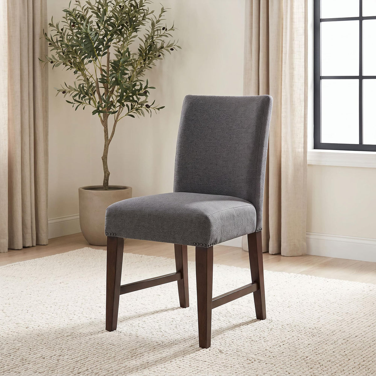Naser Parsons Dining Side Chair Grey and Dark Walnut (Set of 2) — product image 3