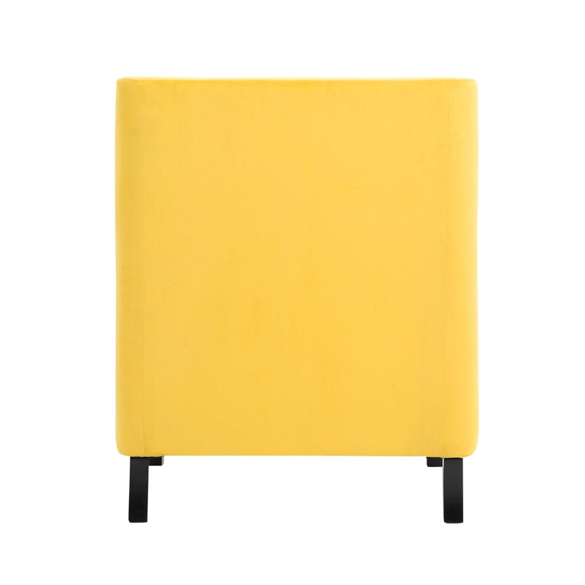 Back view of Grazioso yellow velvet tufted accent chair