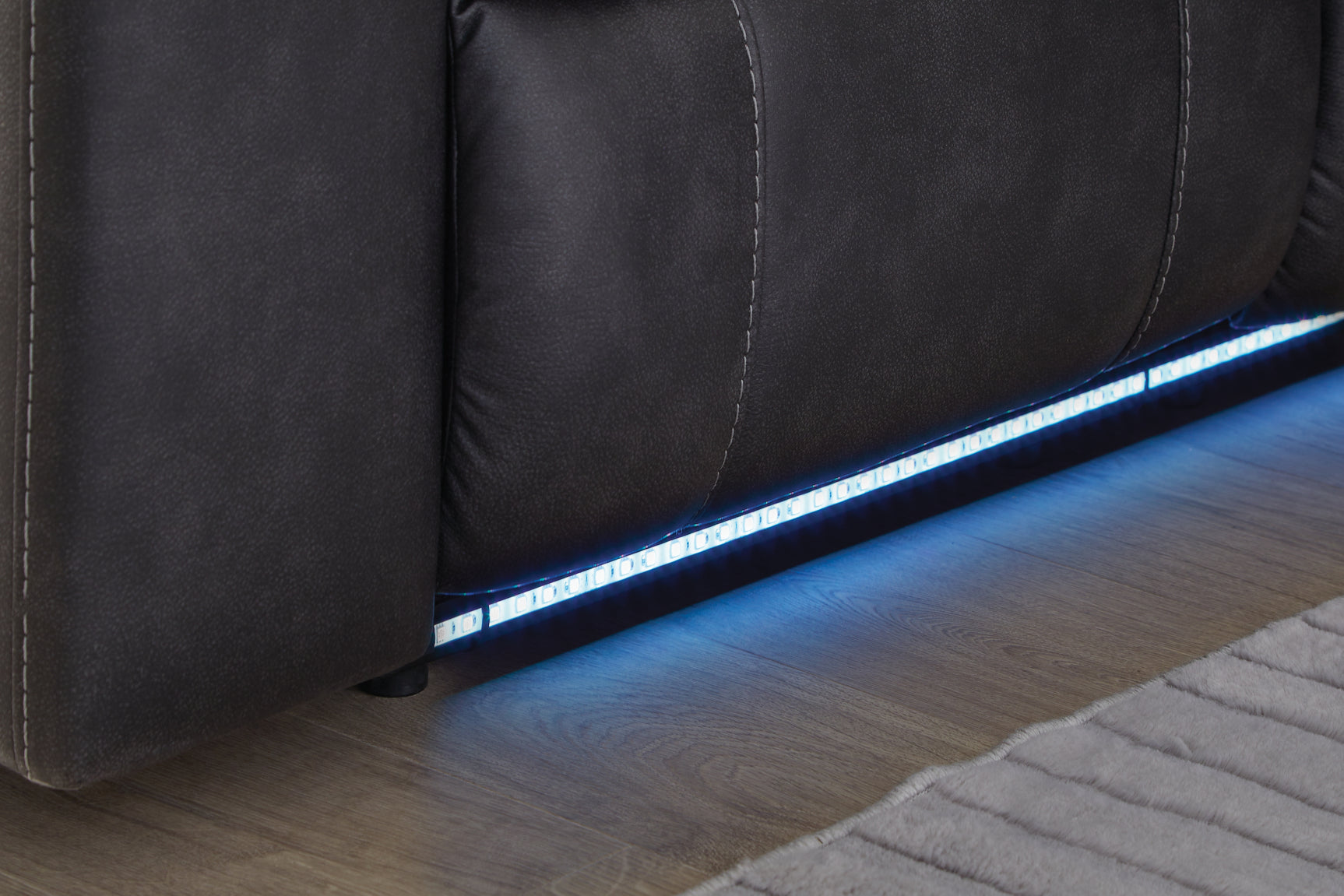 White LED lighting close-up on sectional corner