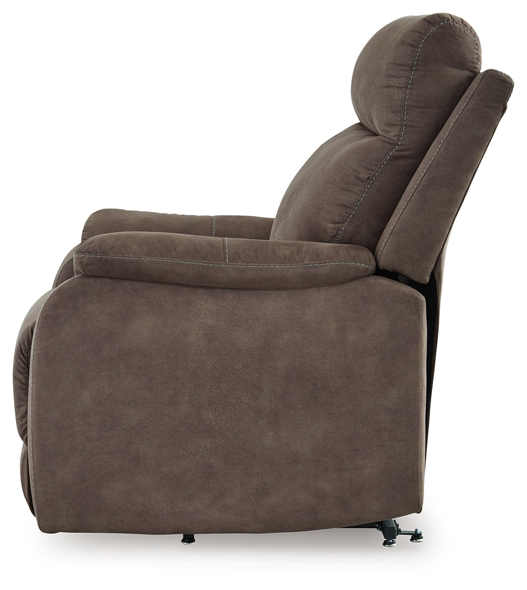 Alternate side view of Crestmeade Espresso Faux Leather Power Lift Recliner