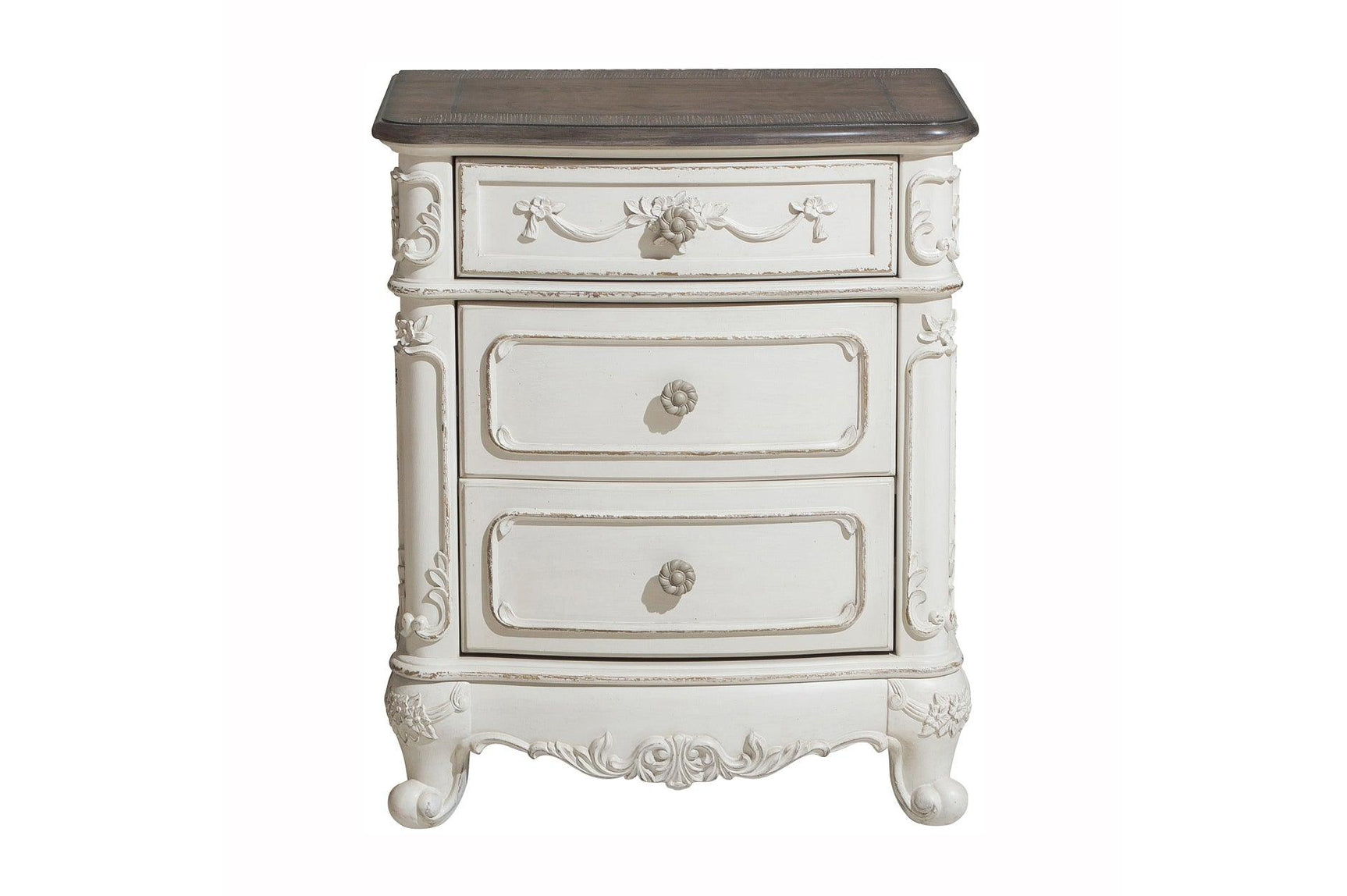 Cinderella Antique White Youth Panel Bedroom Set - Chest and hutch storage
