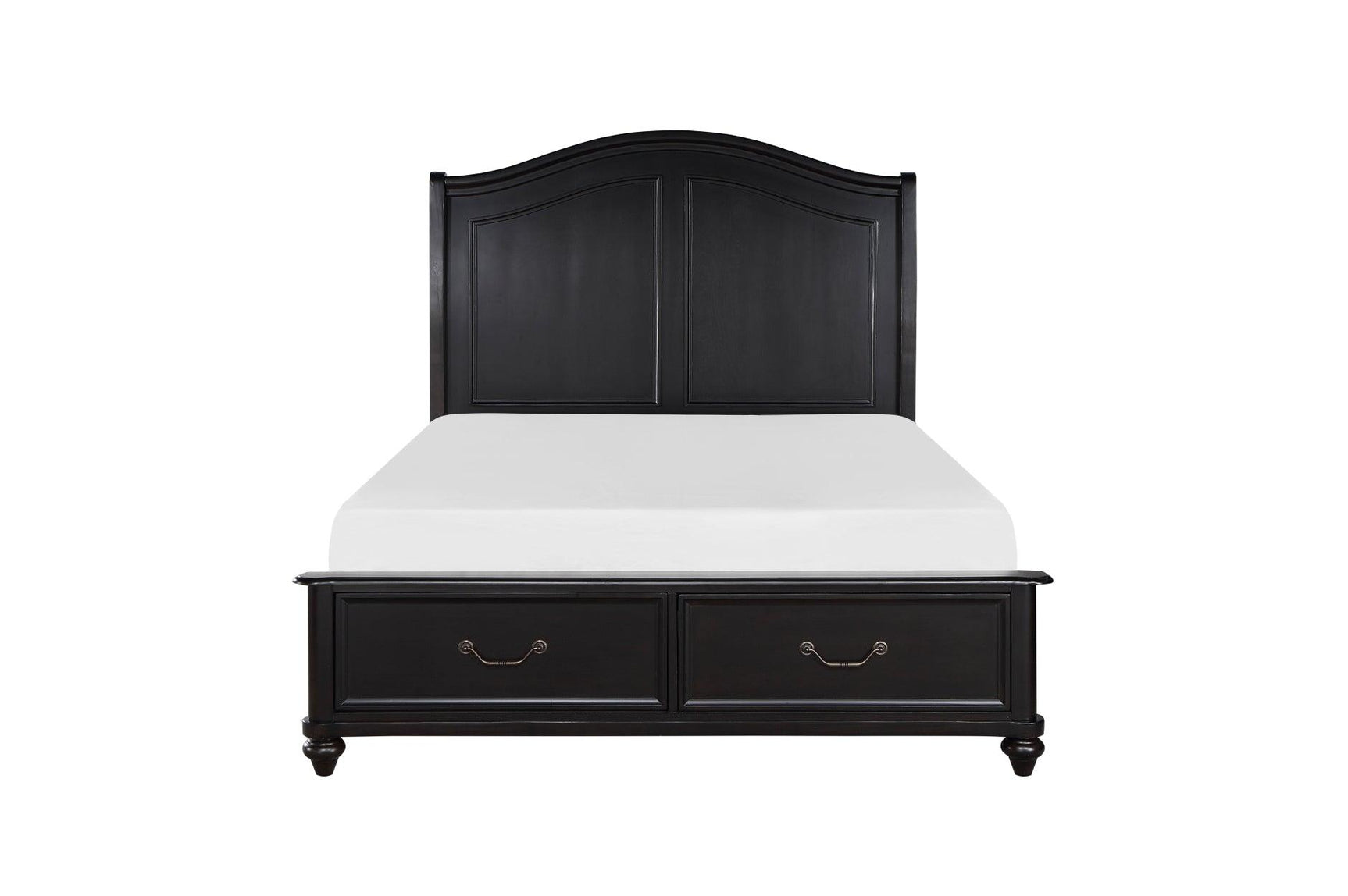 Side view of Herman Charcoal Brown upholstered bed