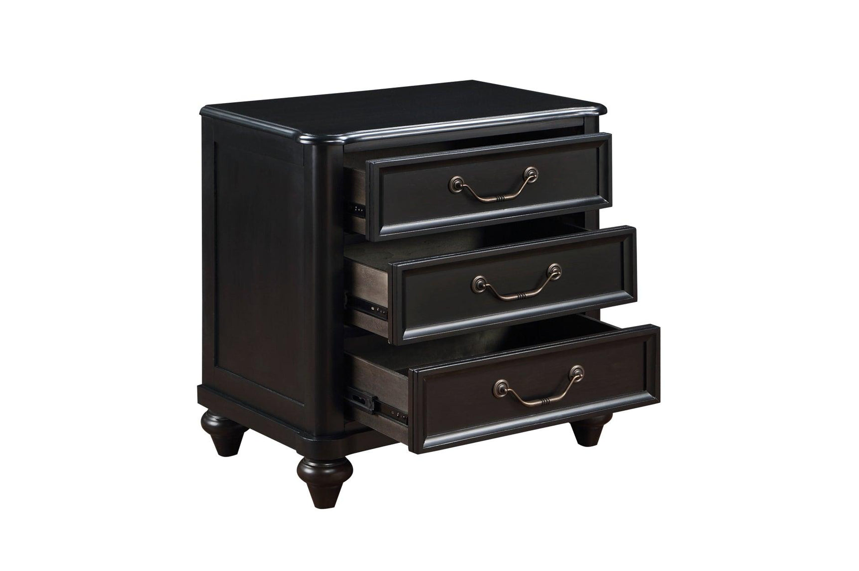 Opposite side view of Herman Charcoal Brown upholstered bed