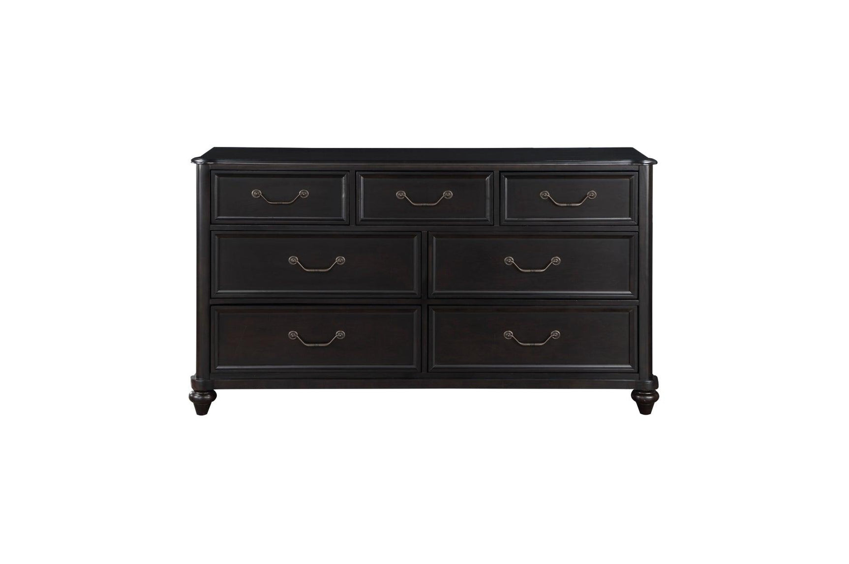 Nightstand next to Herman Charcoal Brown upholstered bed