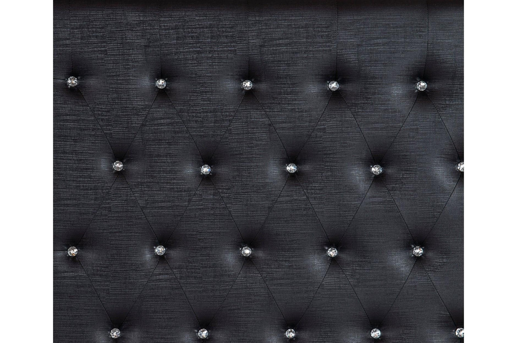 Fabric texture of Aveline Black Faux Leather Upholstered Tufted Panel bed