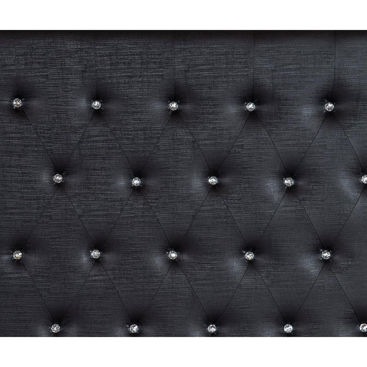 Aveline Black Faux Alligator Faux Leather Upholstered Queen Bed upholstery texture close-up