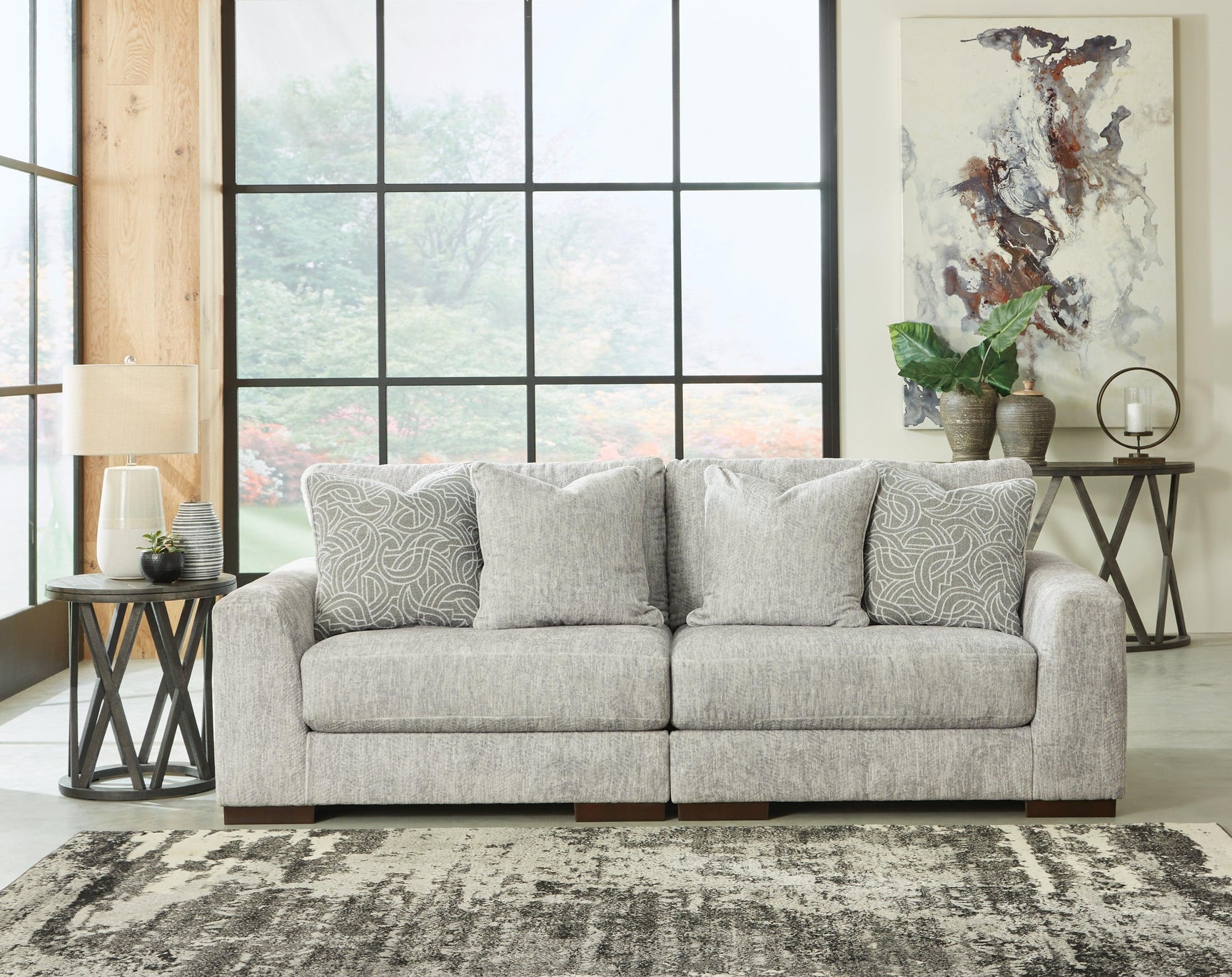 Regent Park Pewter 2-Piece Loveseat - Ella Furniture