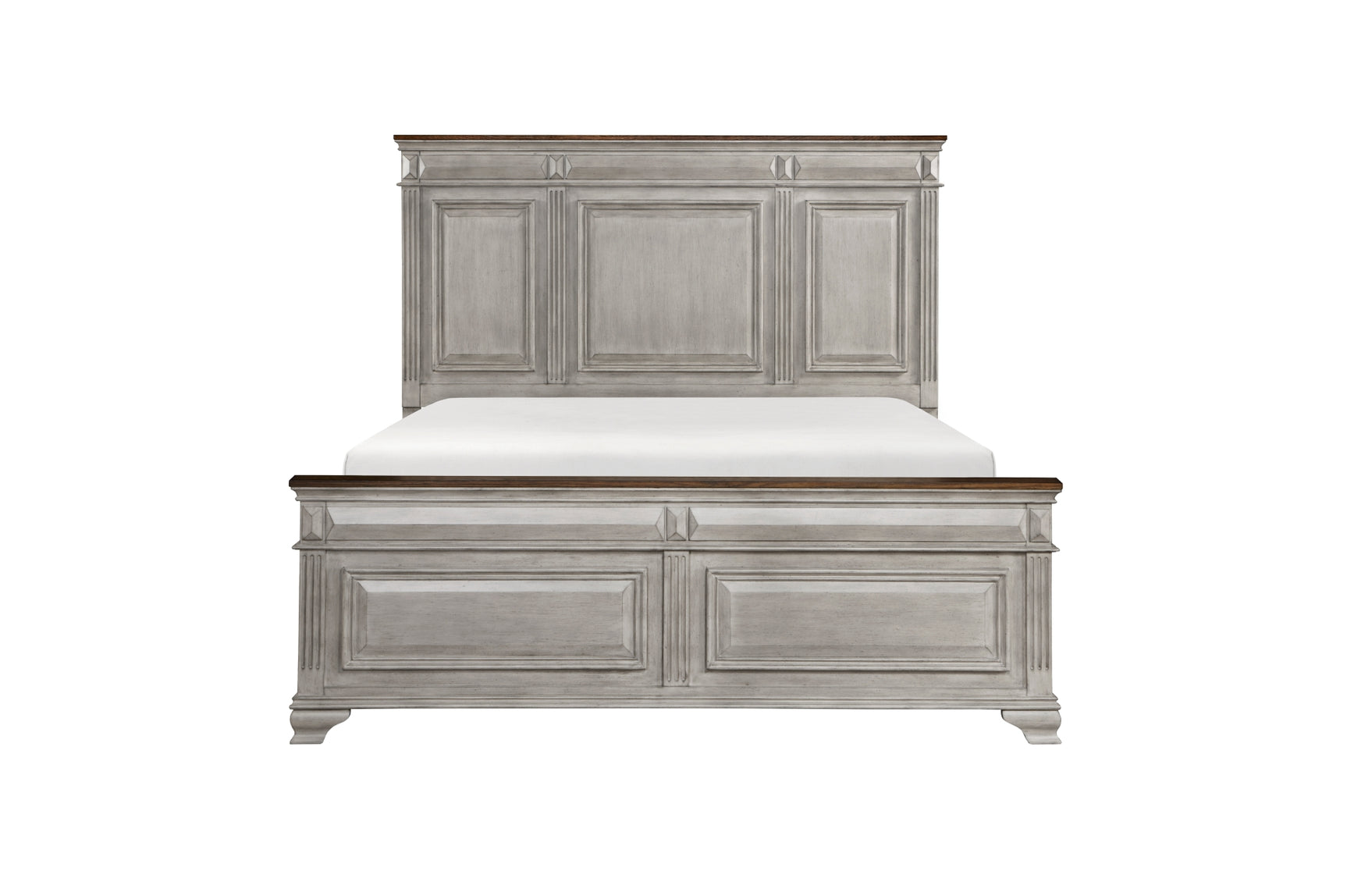 Side view of Marquette Gray panel bed