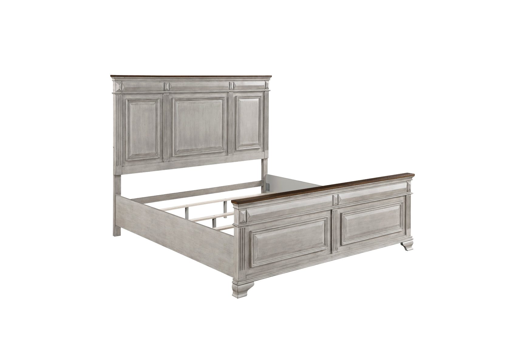 Side angle of Marquette Gray panel bed