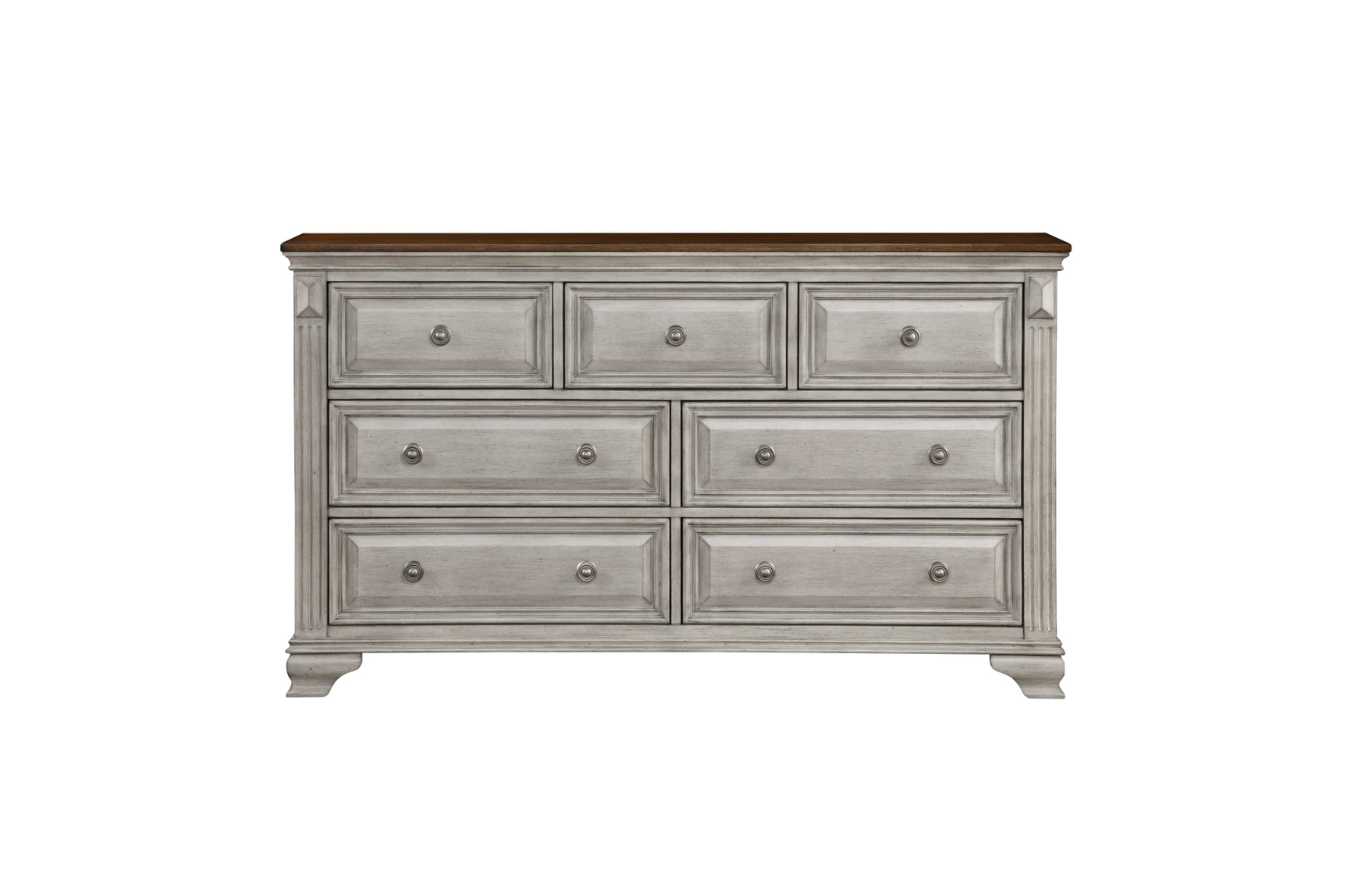 Main view of dresser and chest in Marquette Gray set