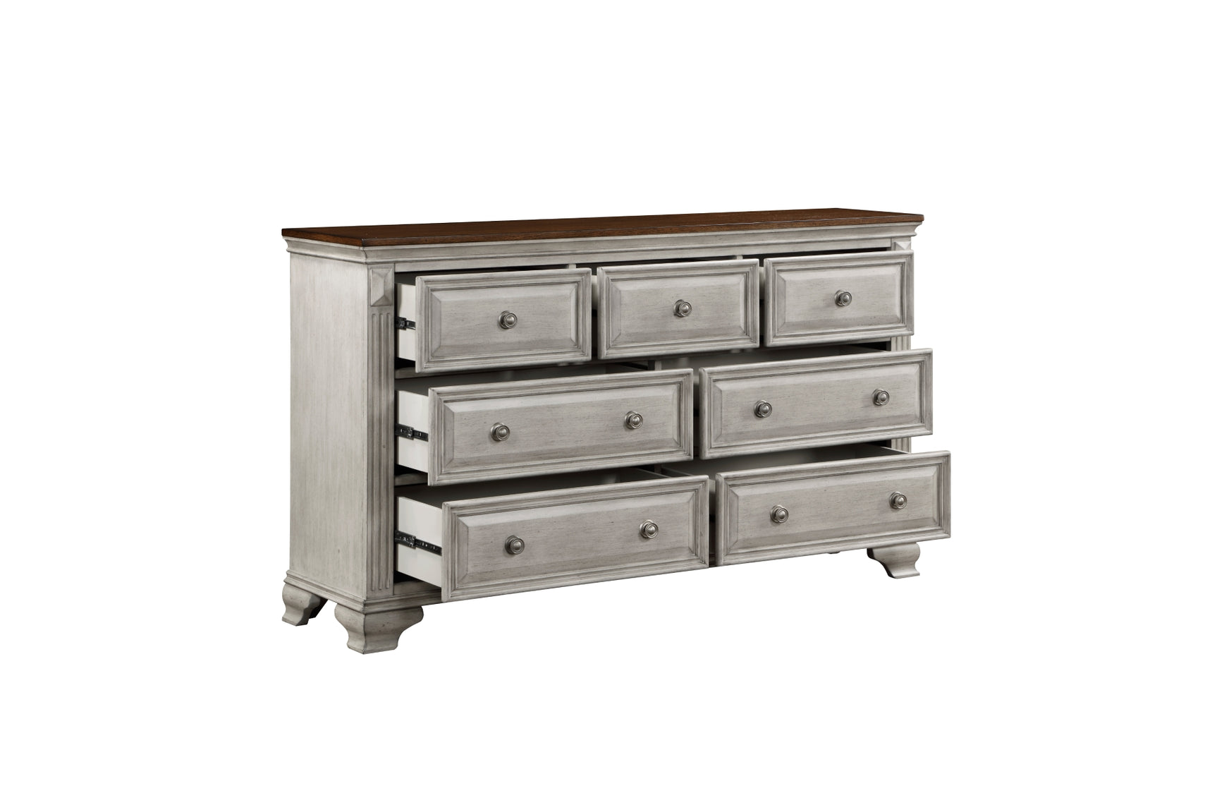 Opened drawer chest in Marquette Gray set