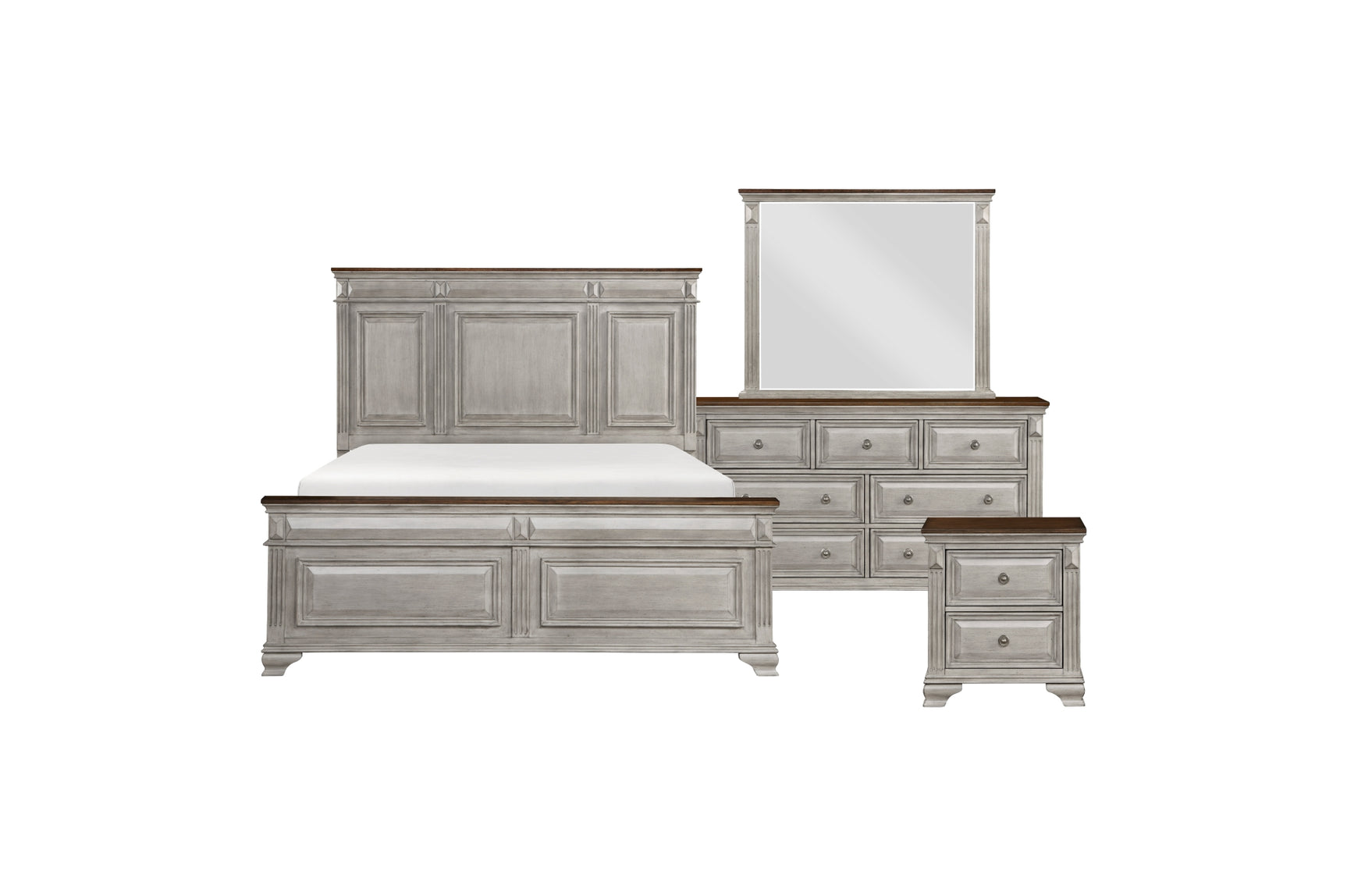 Marquette Gray Panel Bedroom Set displaying panel bed front view