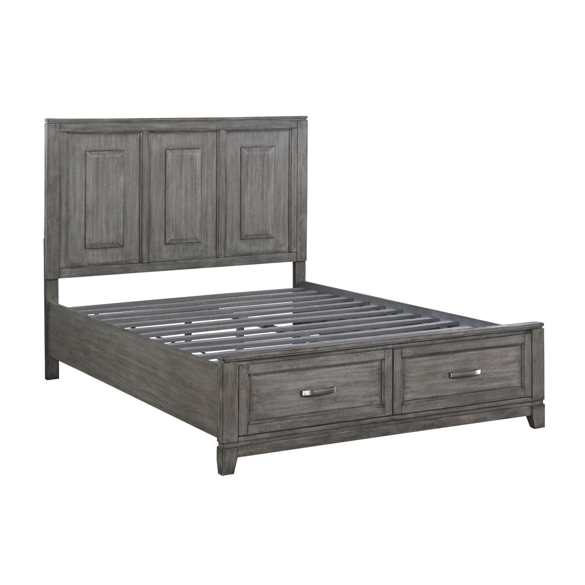 Headboard view of Garretson Gray Storage King Platform Bed in gray finish
