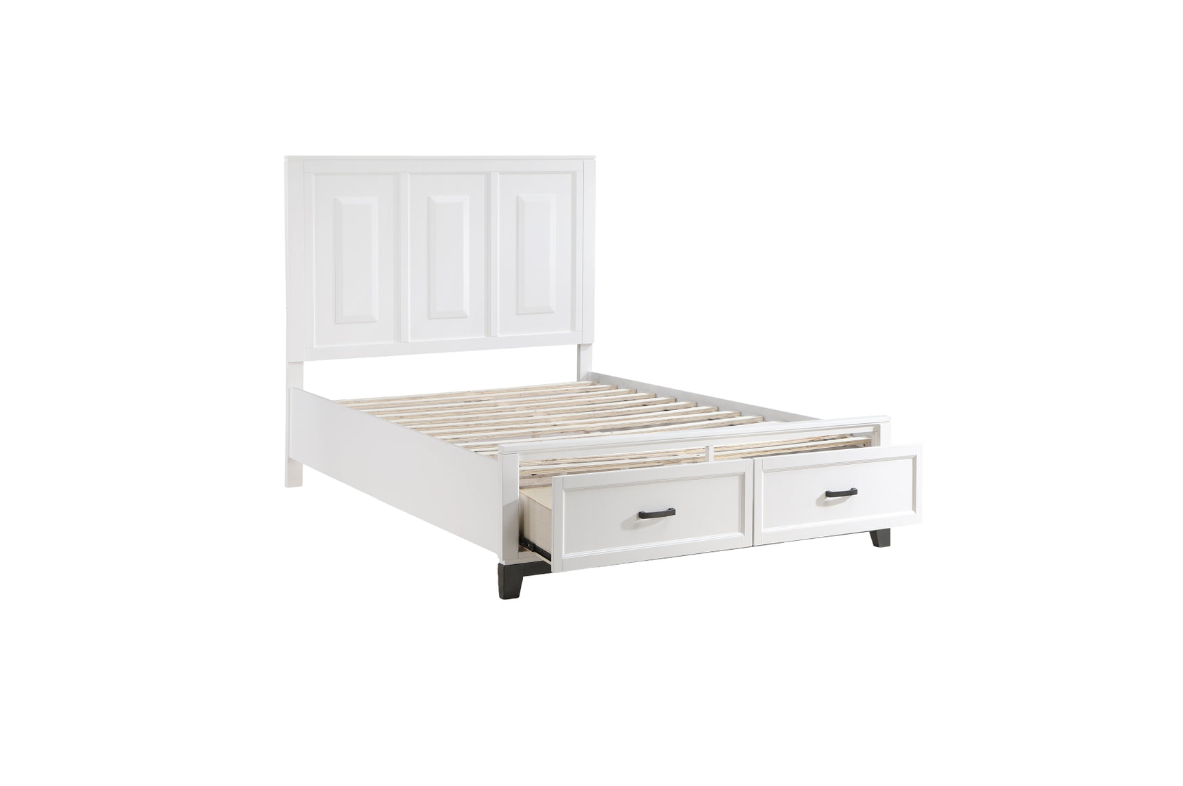 Side view of Garretson White Storage Platform Bedroom Set bed