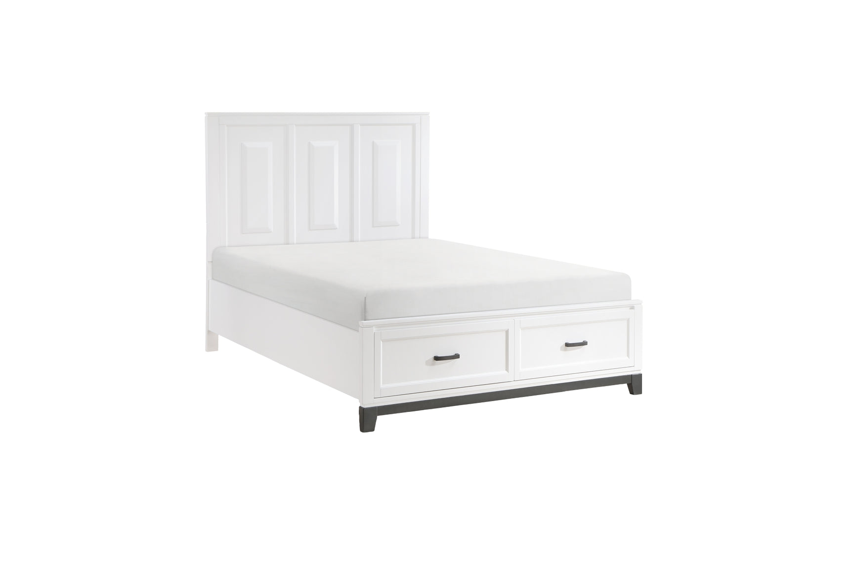 Side view of Garretson White Storage Platform Bedroom Set bed