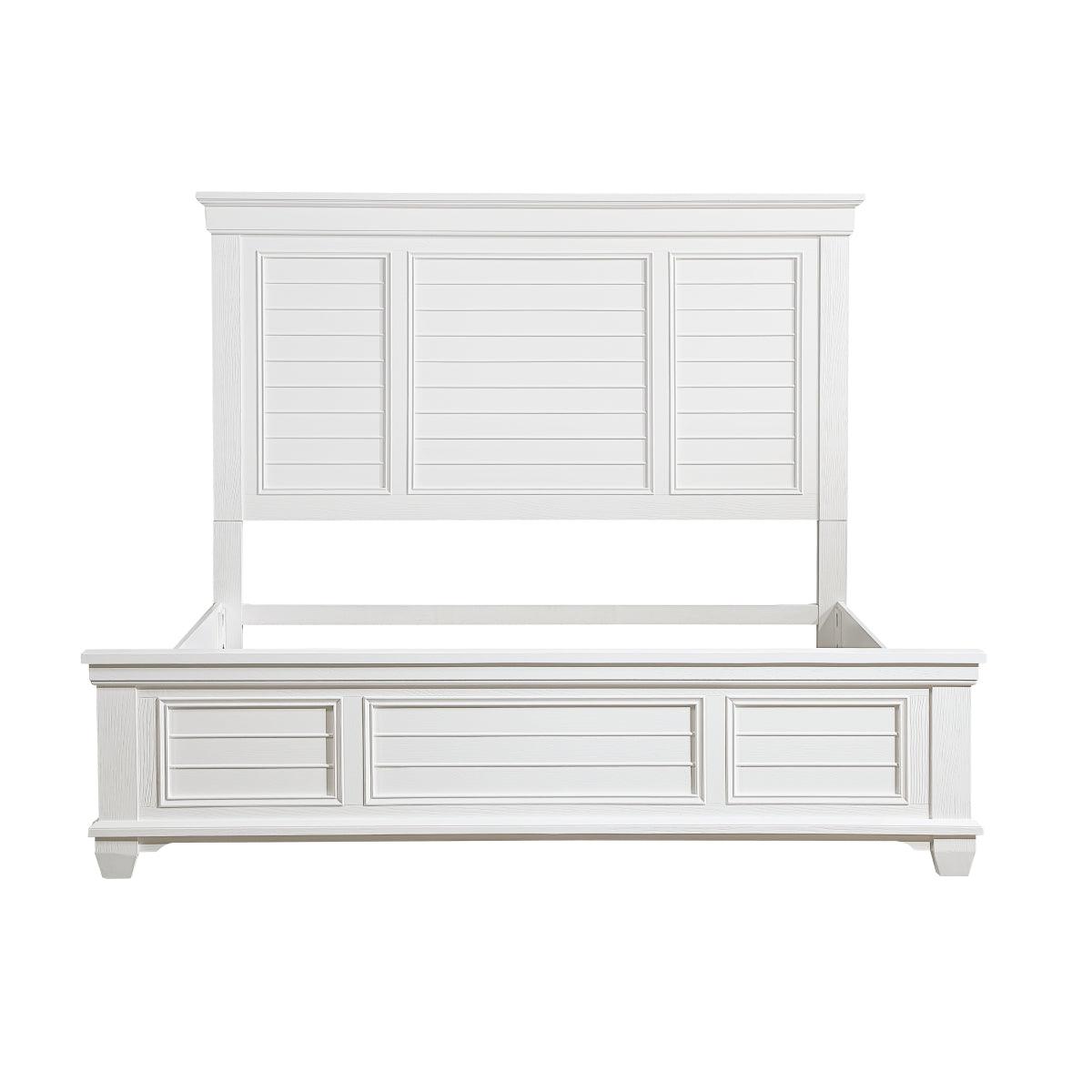 Mackinac White Solid Wood King Bed detailed headboard