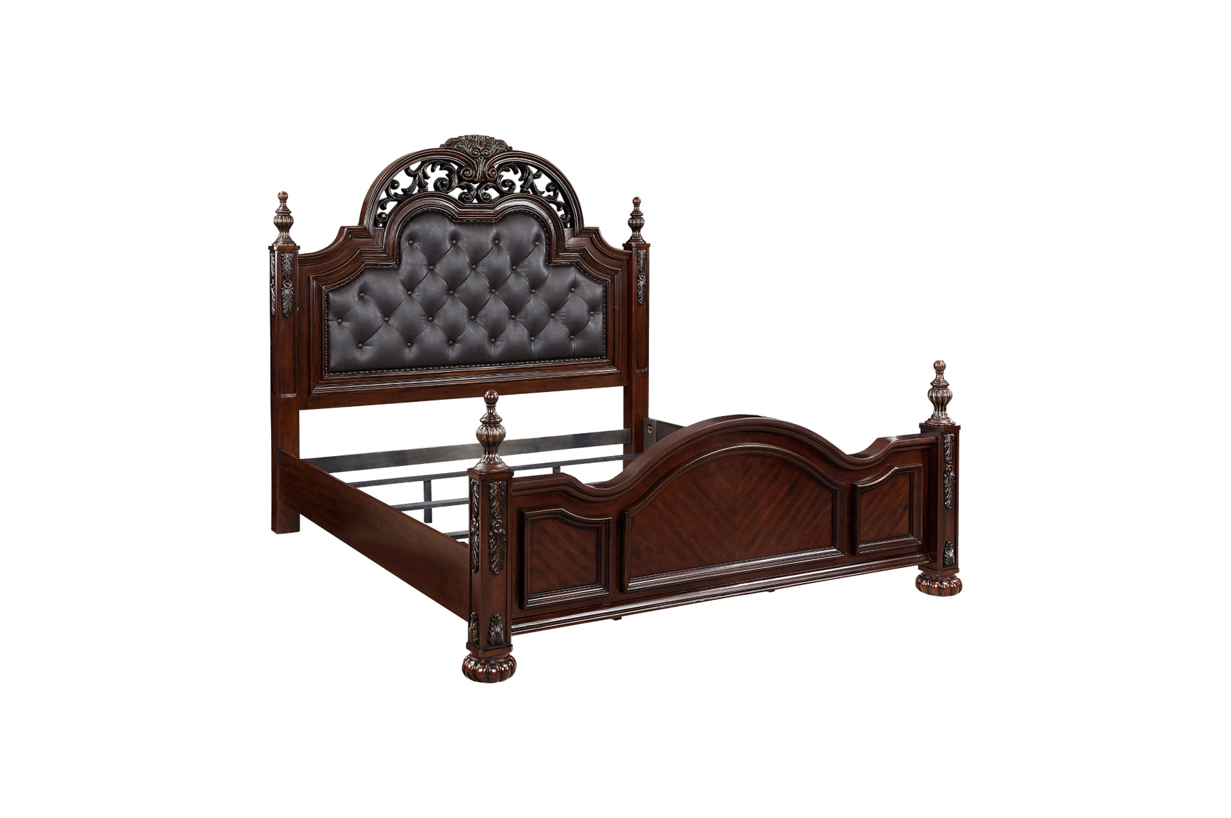 Side angle of Rico Upholstered Tufted Panel Bedroom Set bed