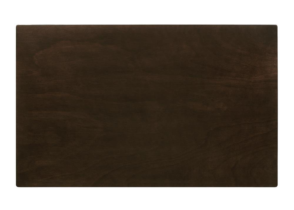 Close detail of bench seat and table leg finish