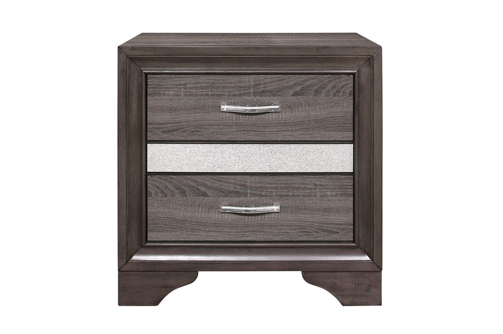 side view of Luster Gray Faux Leather Storage Platform Bed