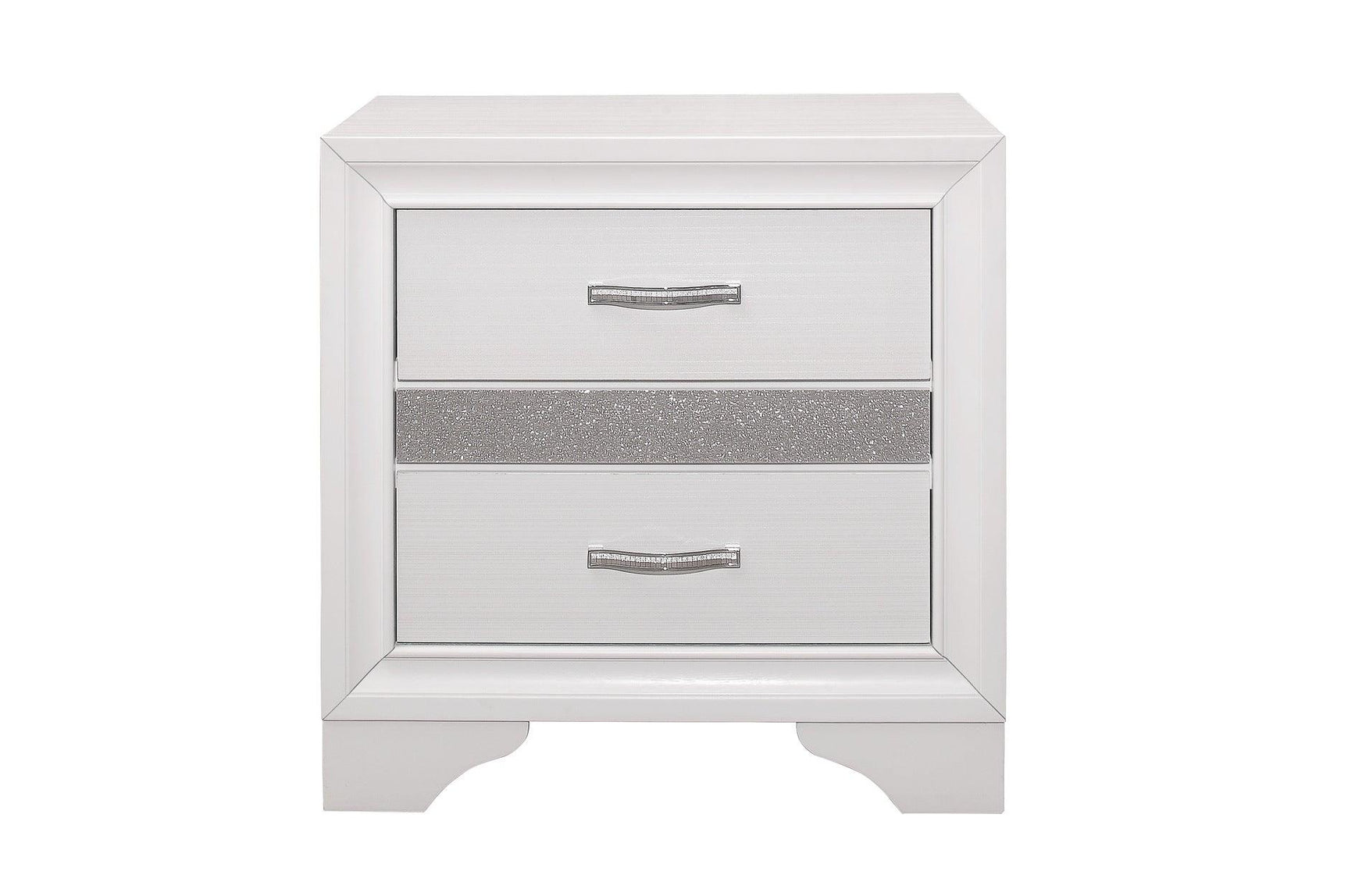 Front view of Luster White Faux Leather Storage Platform Bed