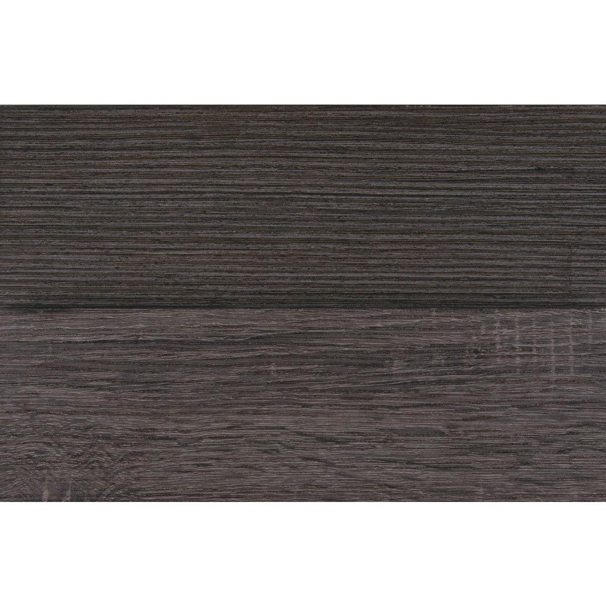 Close-up of Luster King Bed gray faux-wood veneer panel