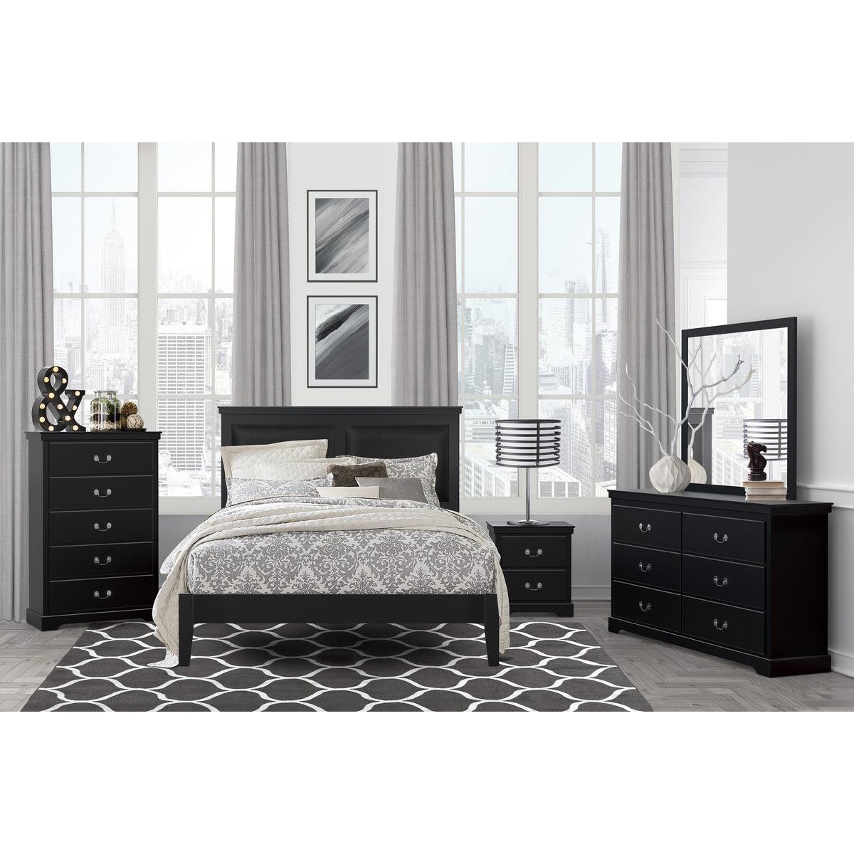 Seabright Full Panel Bed black finish in youth bedroom setting