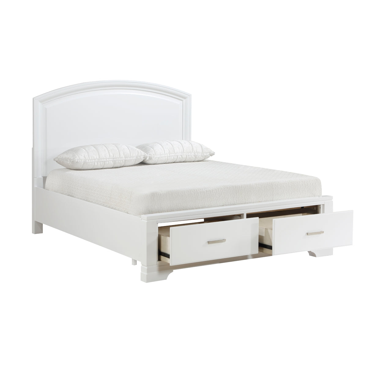 Heinz White Storage Platform Queen Bed detail panel view