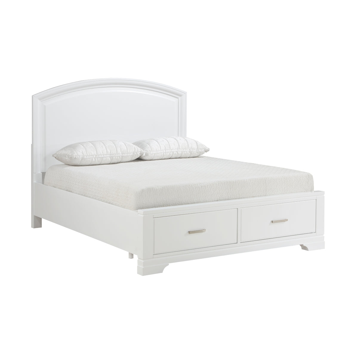 Heinz white storage platform king bed footboard storage detail