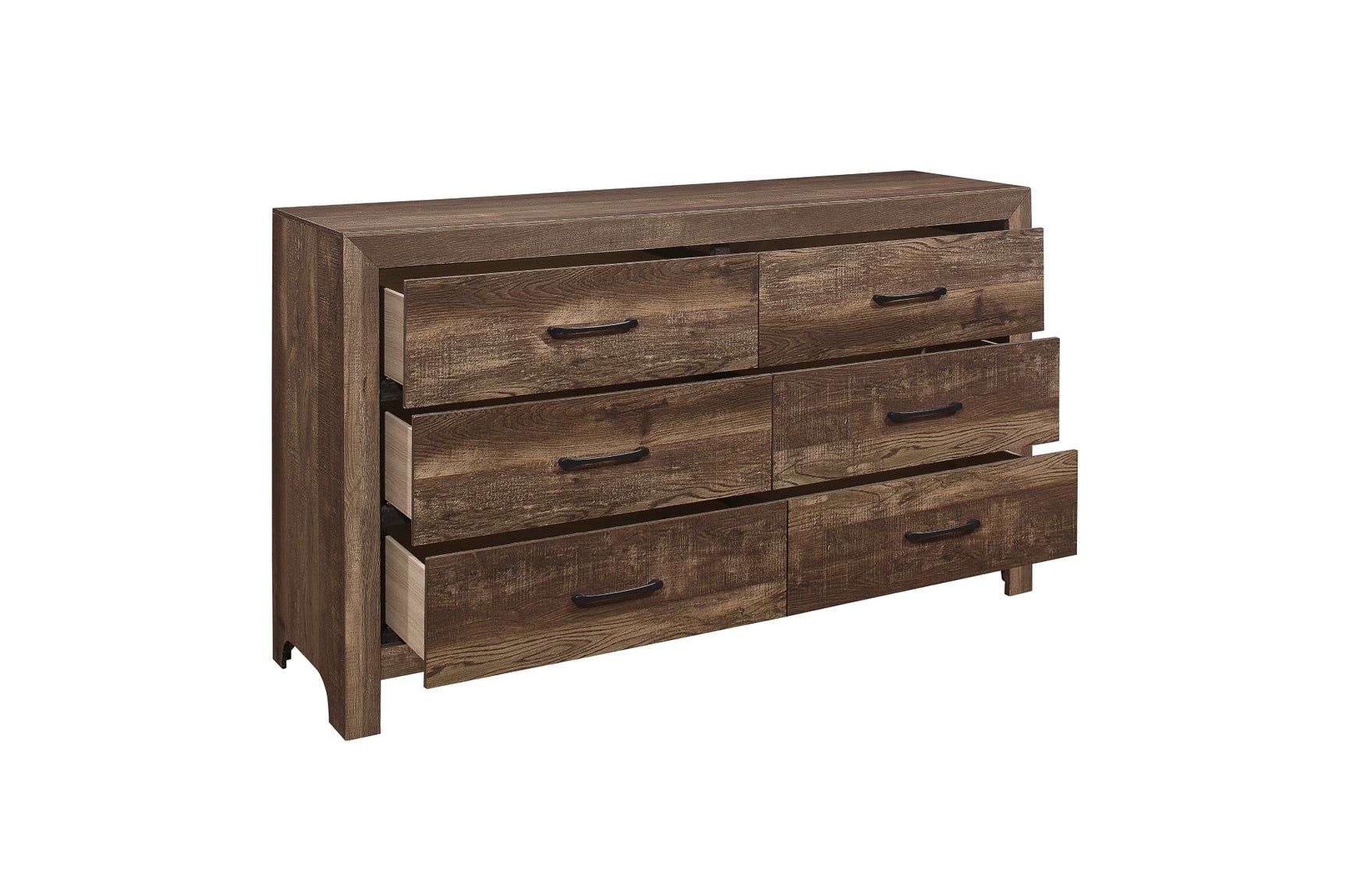 Bedroom setting with rustic brown panel bed