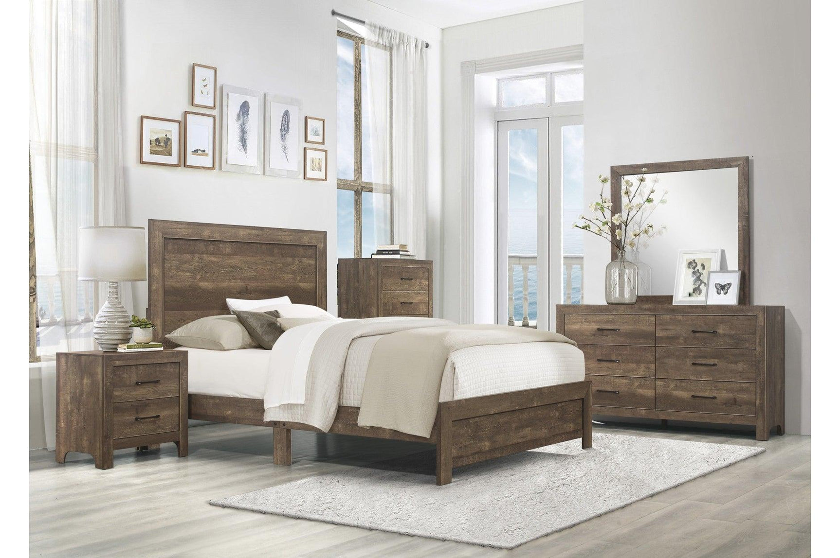 Corbin Rustic Brown youth bedroom mirror above dresser