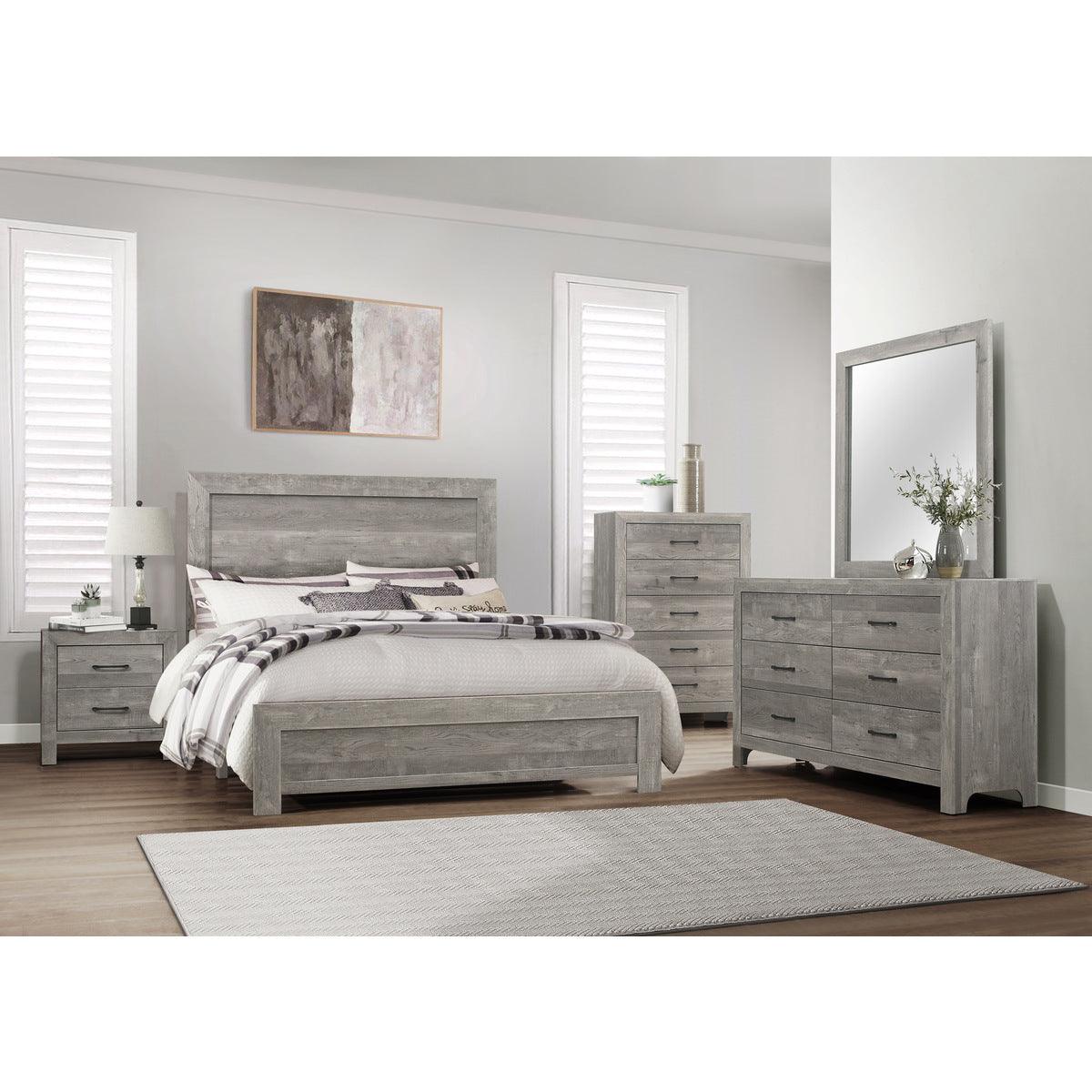 Corbin Gray Finish Contemporary Faux Wood Veneer, Wood And Engineered Wood Youth Queen Bed - Ella Furniture
