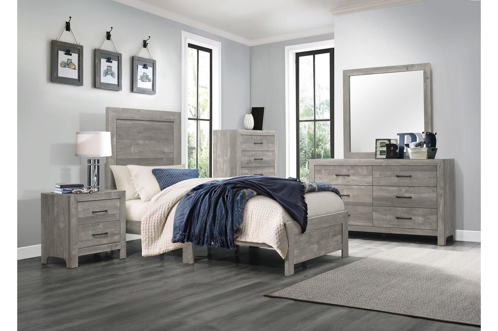 Corbin Gray Panel Bedroom Set bed side view