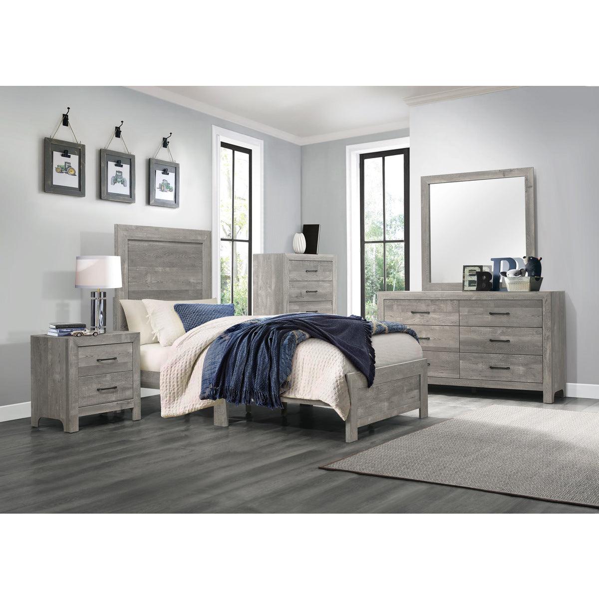 Corbin Gray Twin Panel Bed angled view